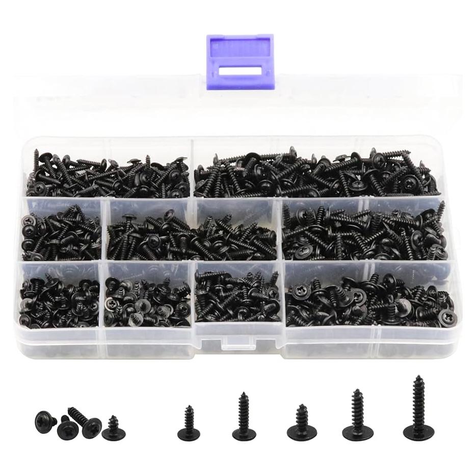 Kit de Tornillos Autoperforantes LBY 900pcs M2.3 M2.6 M3 Negro