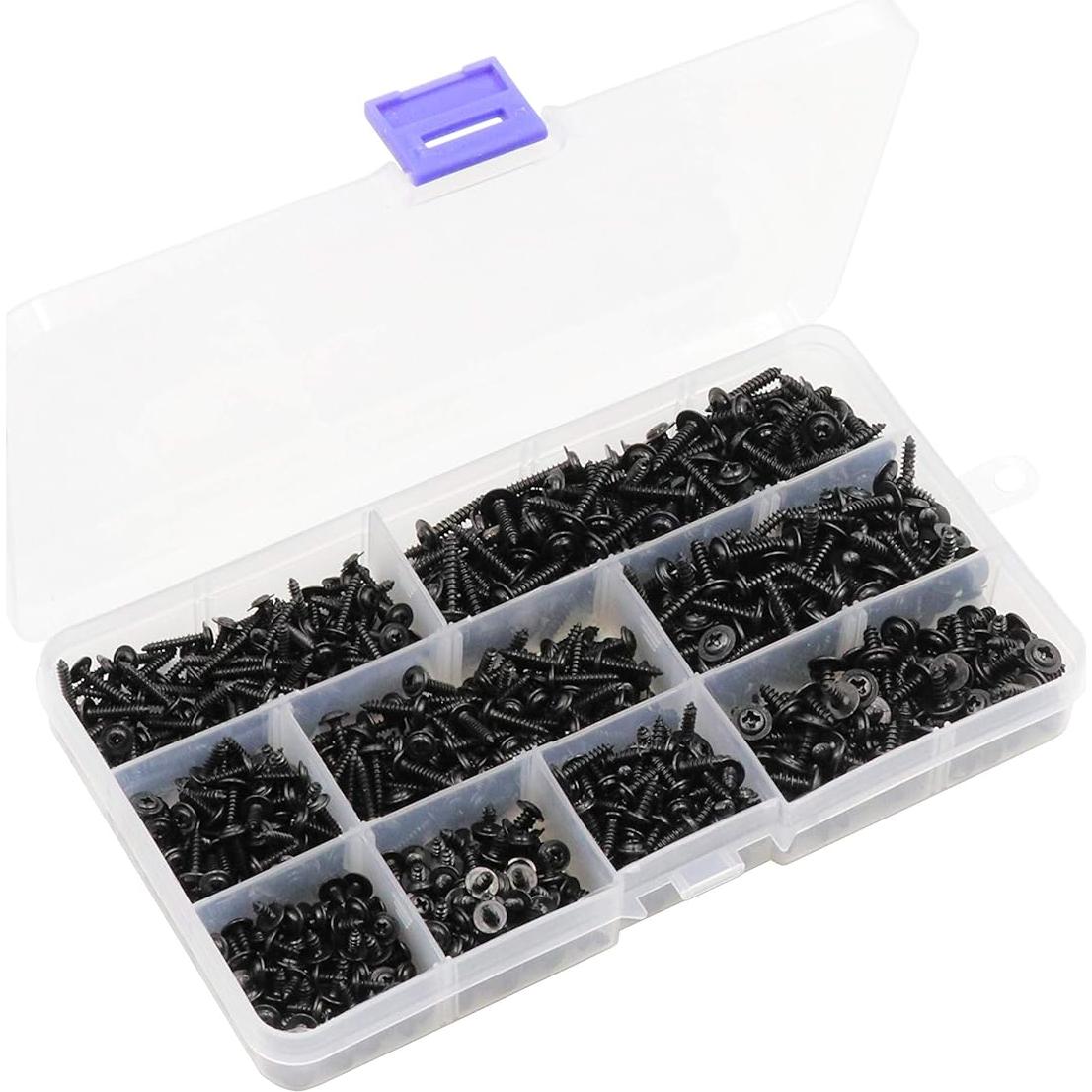 Kit de Tornillos Autoperforantes LBY 900pcs M2.3 M2.6 M3 Negro