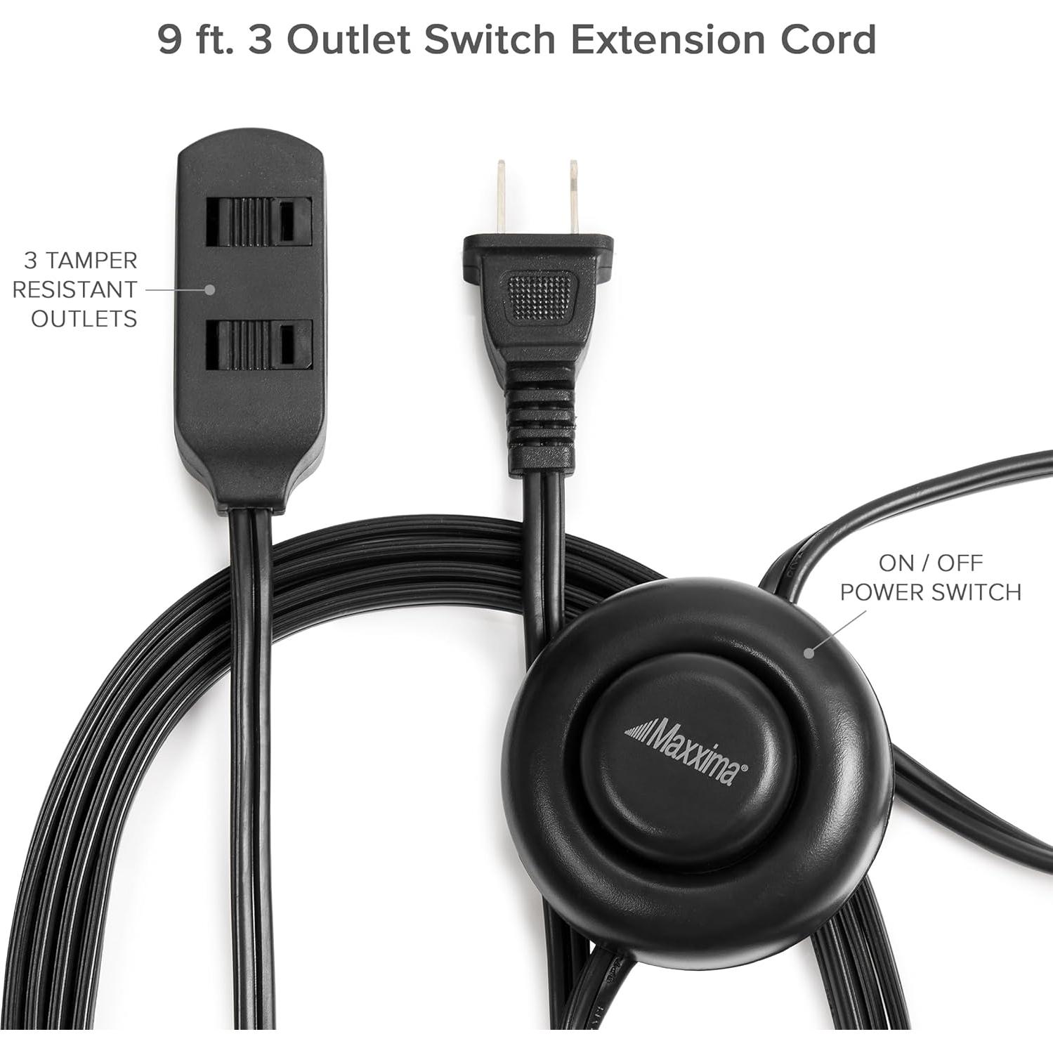 Cable de Extensión Maxxima 2.74m 3 Salidas con Interruptor de Pie