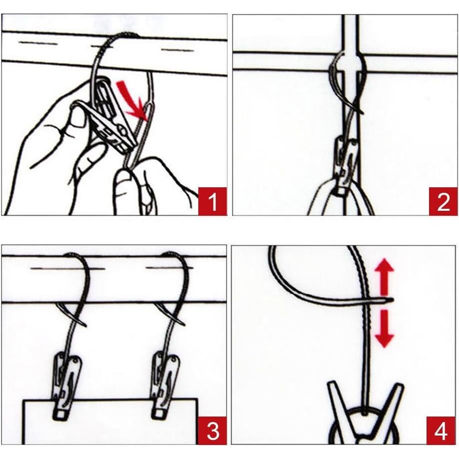 12 Pinzas para Ropa JCBIZ Multicolor con Cuerda Antideslizante