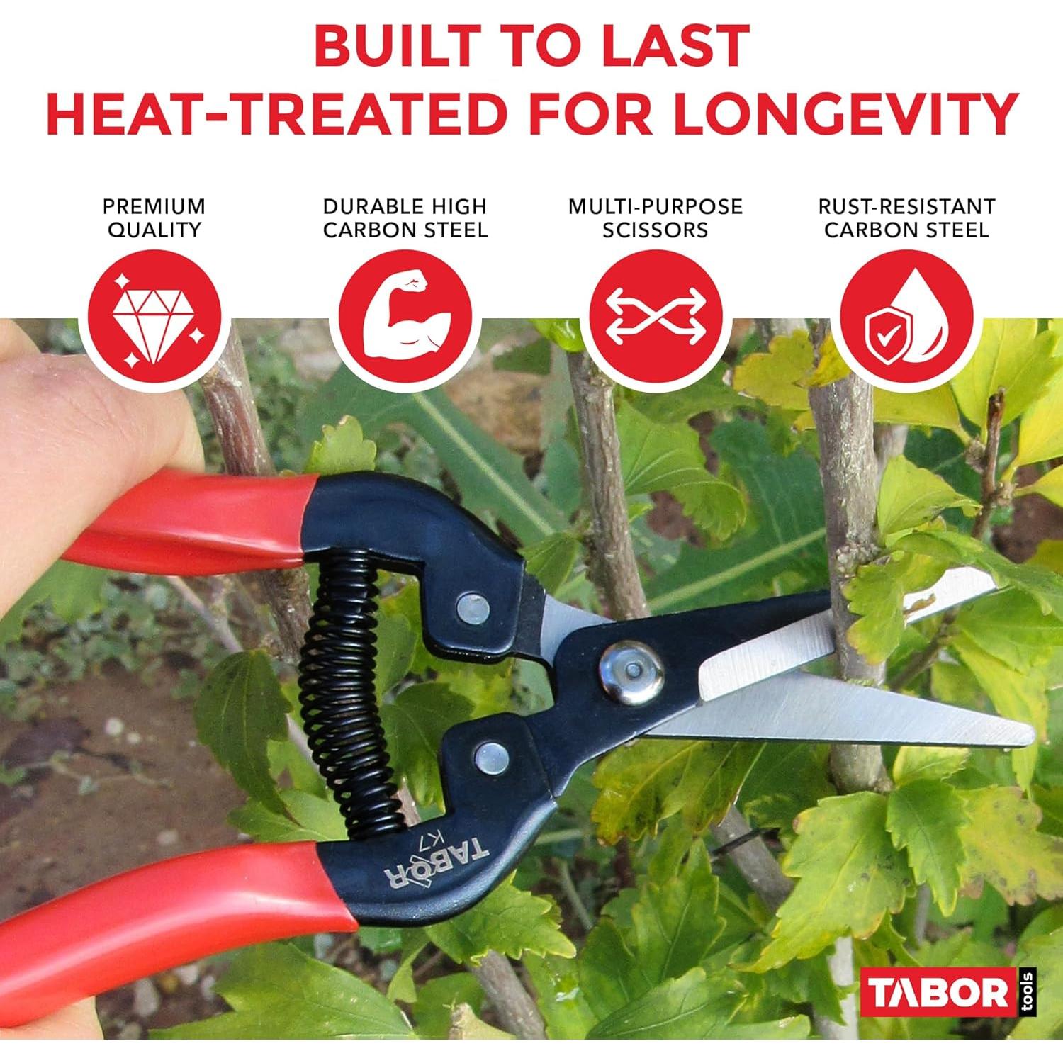 Tijeras de Podar TABOR TOOLS K7A - Acero al Carbono, 20cm