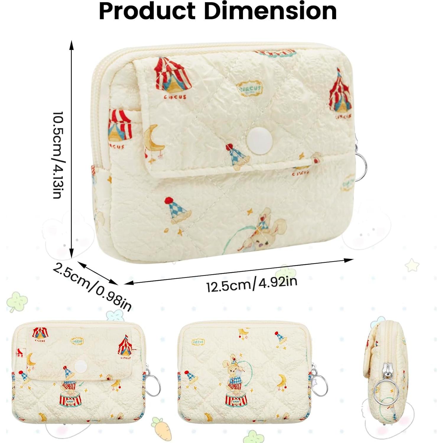 Monedero Acolchado LJCZKA para Mujeres Conejo Beige 12x9 cm