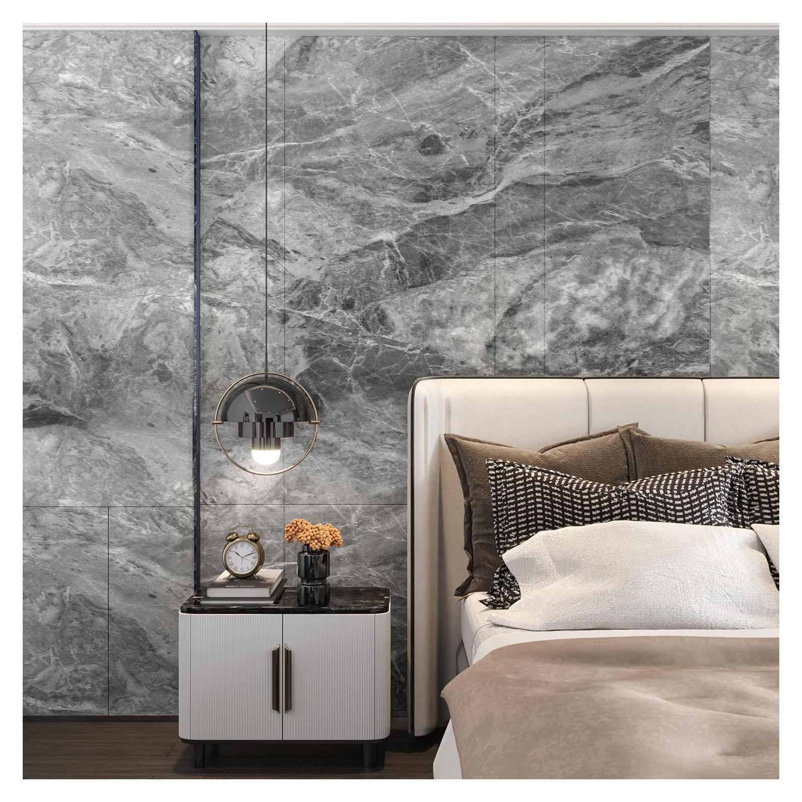 Papel Tapiz Autoadhesivo de Mármol Gris TOTIO 122x198 cm Impermeable