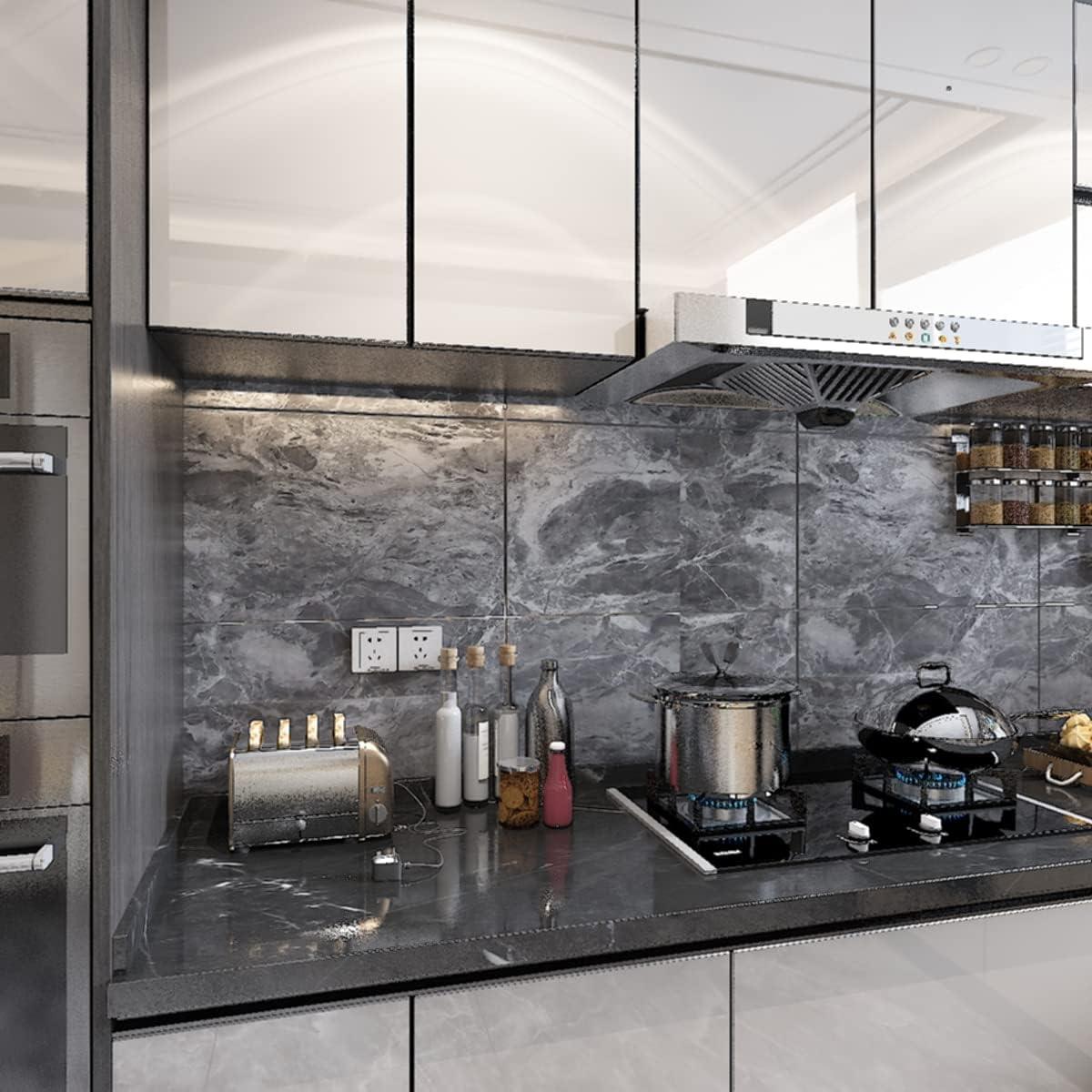 Papel Tapiz Autoadhesivo de Mármol Gris TOTIO 122x198 cm Impermeable