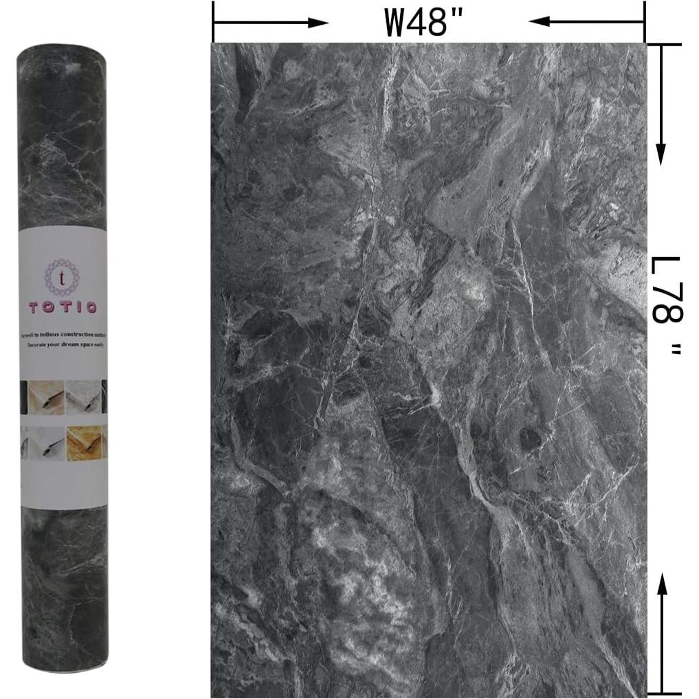 Papel Tapiz Autoadhesivo de Mármol Gris TOTIO 122x198 cm Impermeable