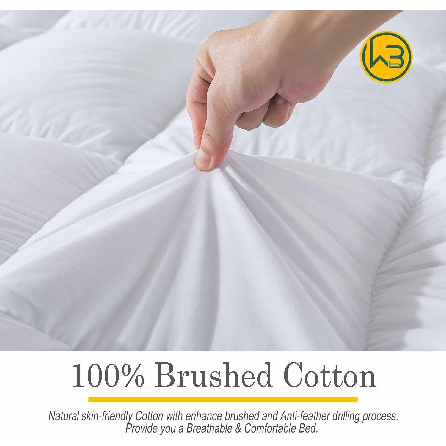 Capa de Colchón Esponjosa WhatsBedding Individual 12.7 cm Algodón