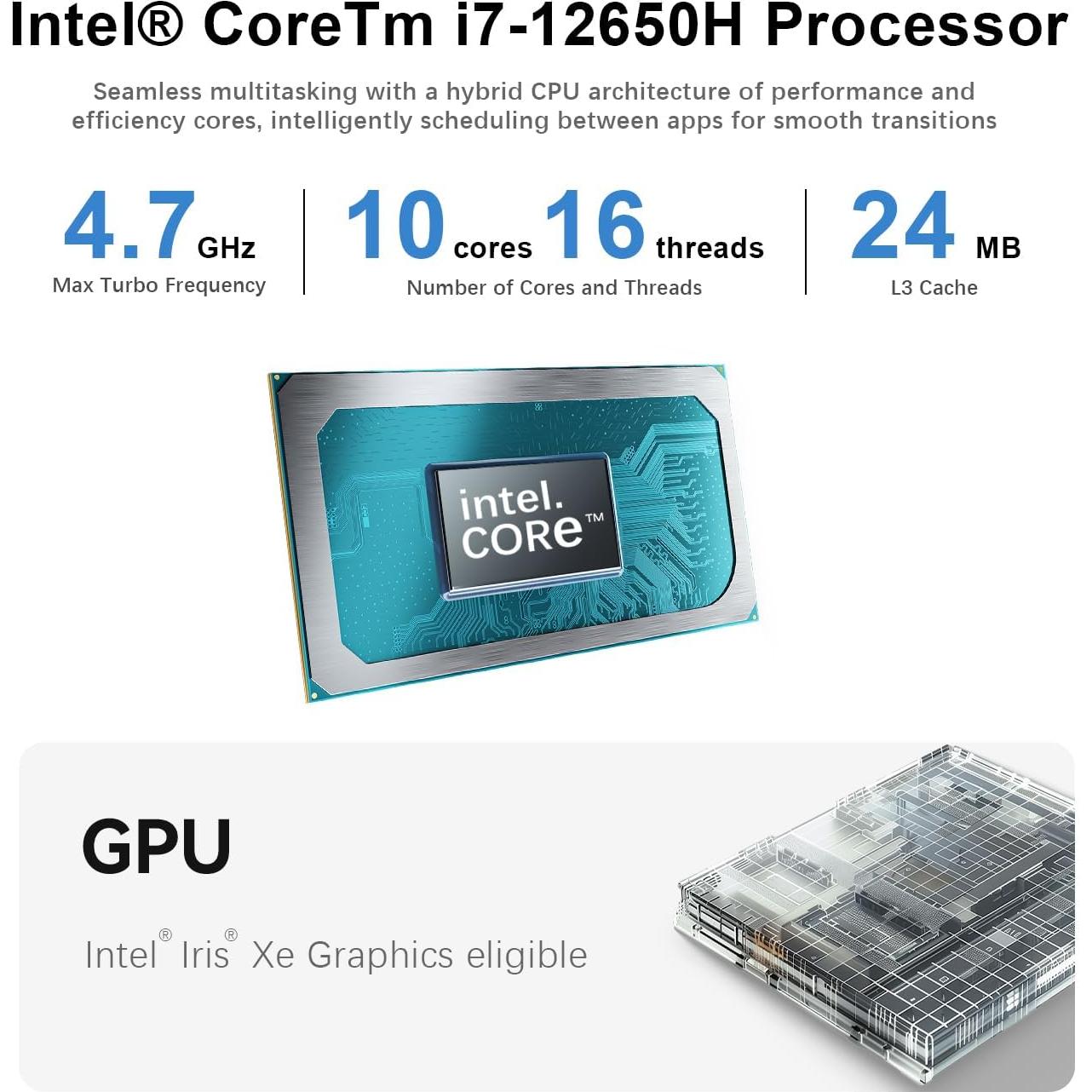 Mini PC Beelink EQI12, Intel i7-12650H, 24GB RAM, 1TB SSD