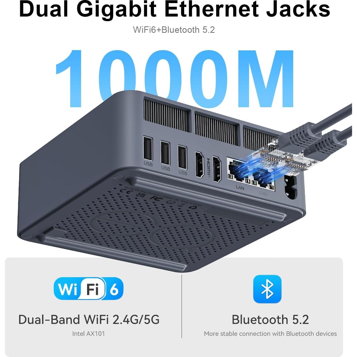 Mini PC Beelink EQI12, Intel i7-12650H, 24GB RAM, 1TB SSD