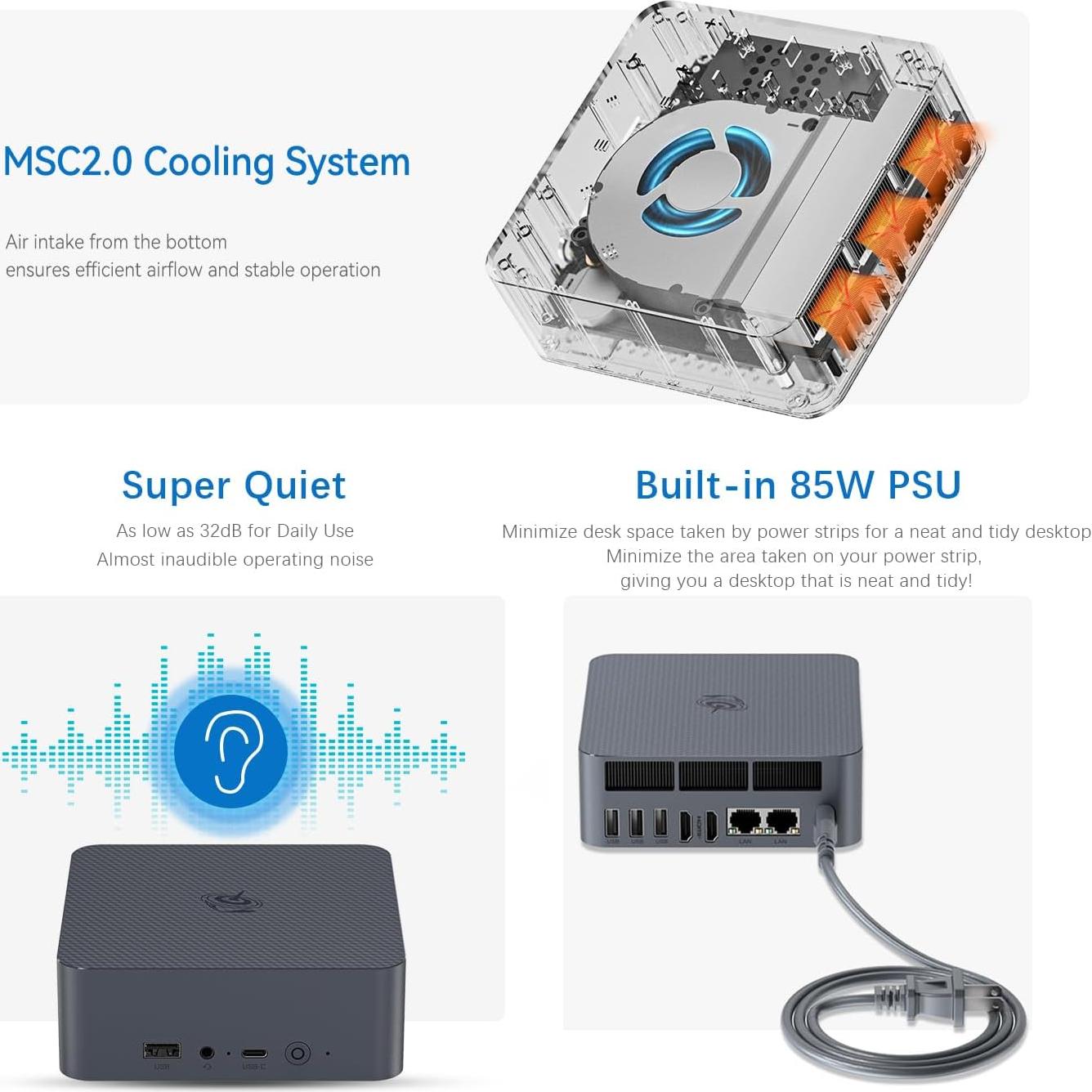 Mini PC Beelink EQI12, Intel i7-12650H, 24GB RAM, 1TB SSD