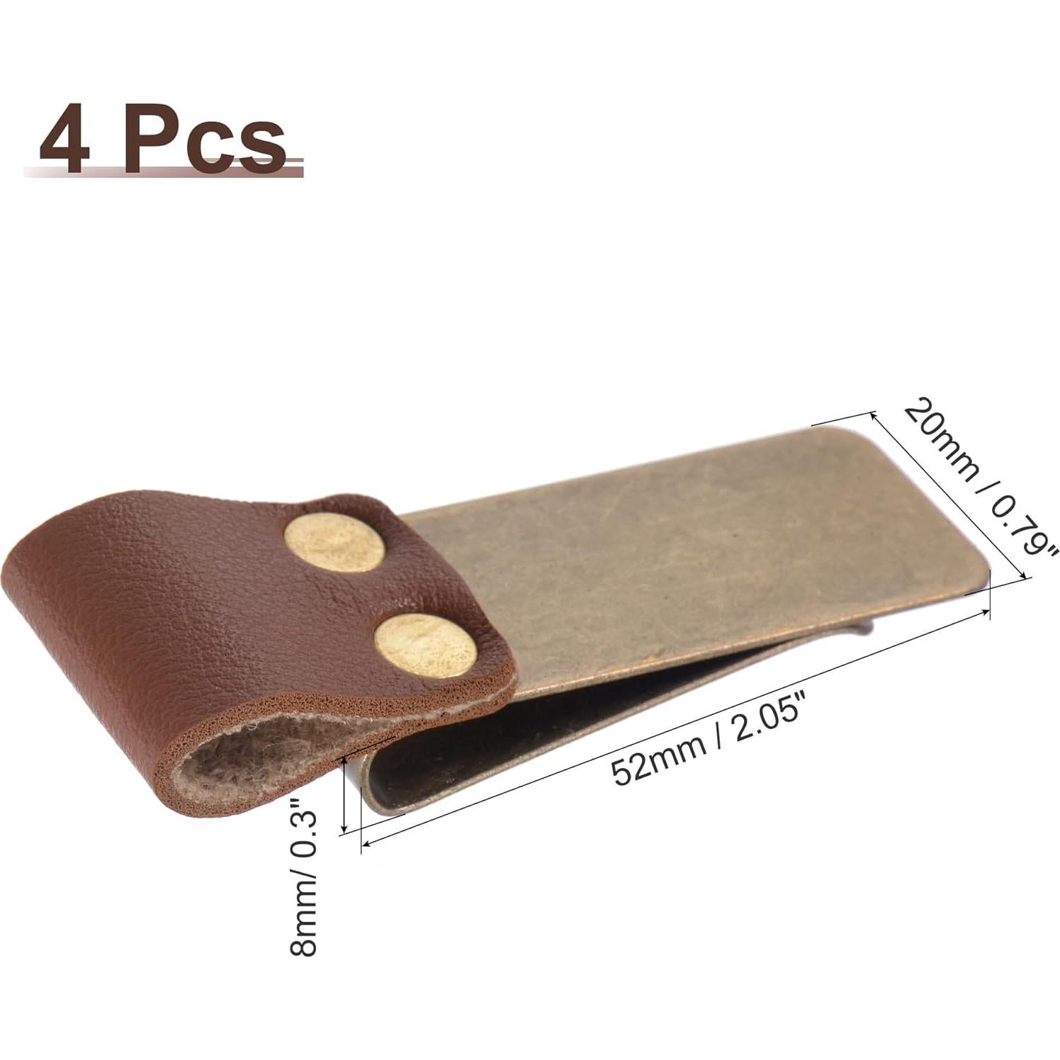 Soporte de Clip de Acero Inoxidable MECCANIXITY 50mm con Bucle de Cuero PU - Paquete de 4