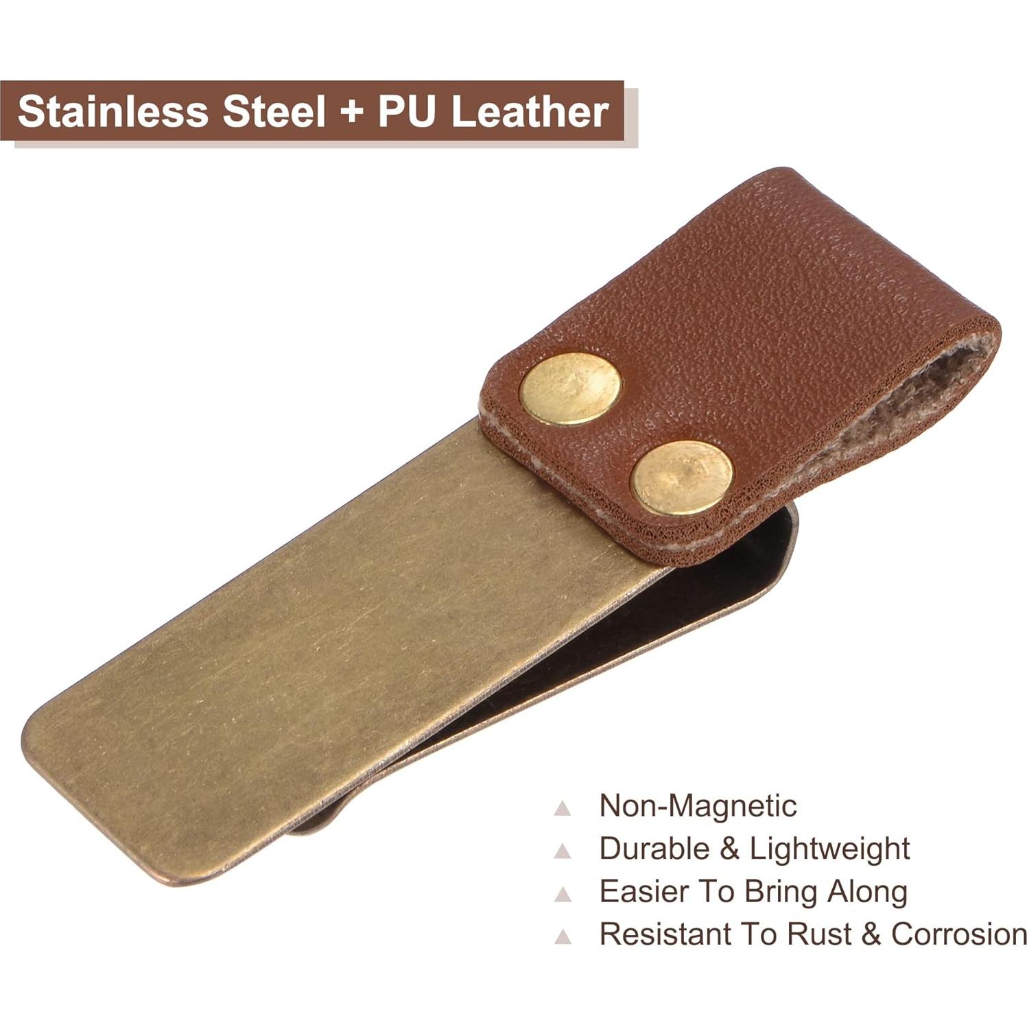 Soporte de Clip de Acero Inoxidable MECCANIXITY 50mm con Bucle de Cuero PU - Paquete de 4