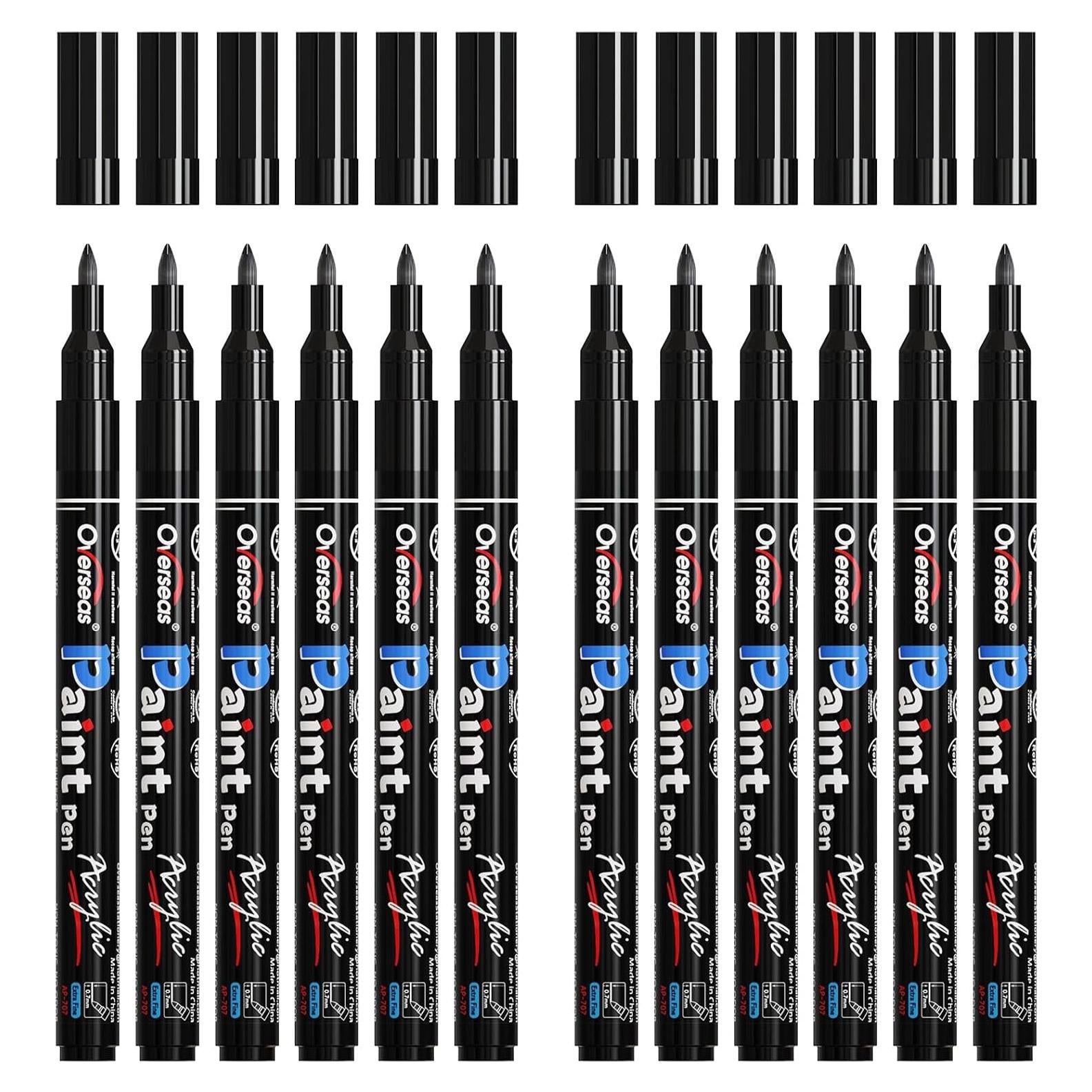 Marcadores Permanentes Acrílicos Overseas - 12 Unidades 0.7mm