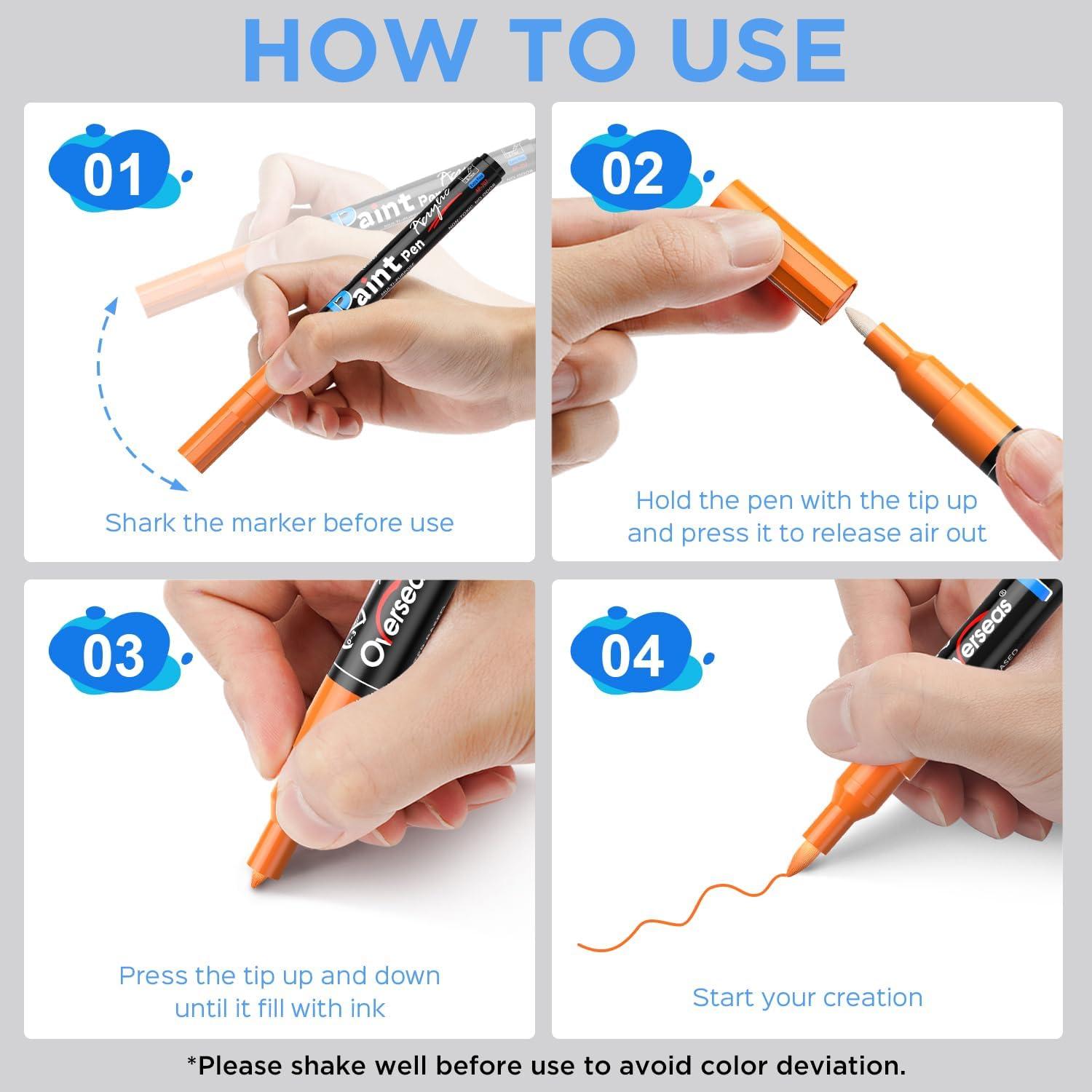 Marcadores Permanentes Acrílicos Overseas - 12 Unidades 0.7mm