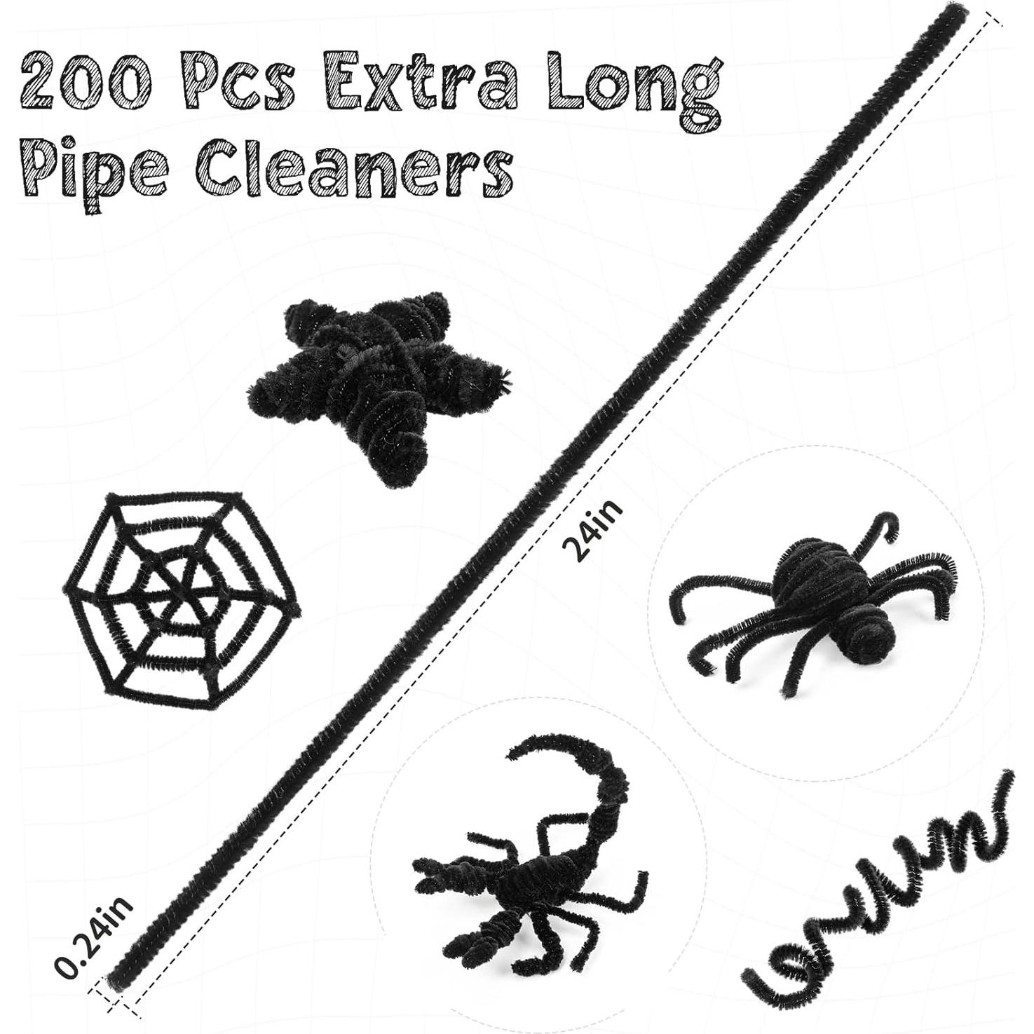 Limpiadores de Tubos Extra Largos RoundFunny 200 Pcs 61 cm Negros