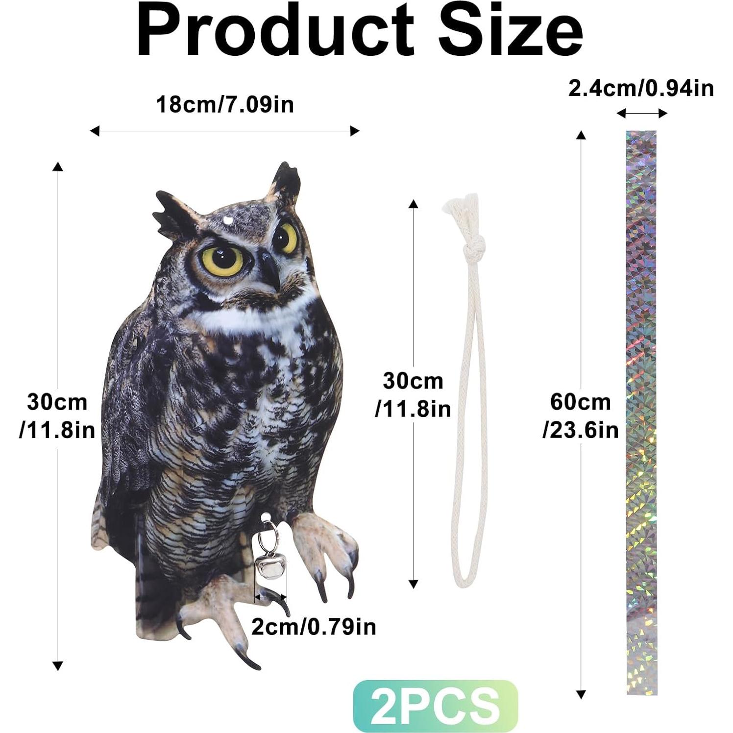 Ahuyentadores de Aves OffiCreative, 2 Búhos Falsos Reflectantes