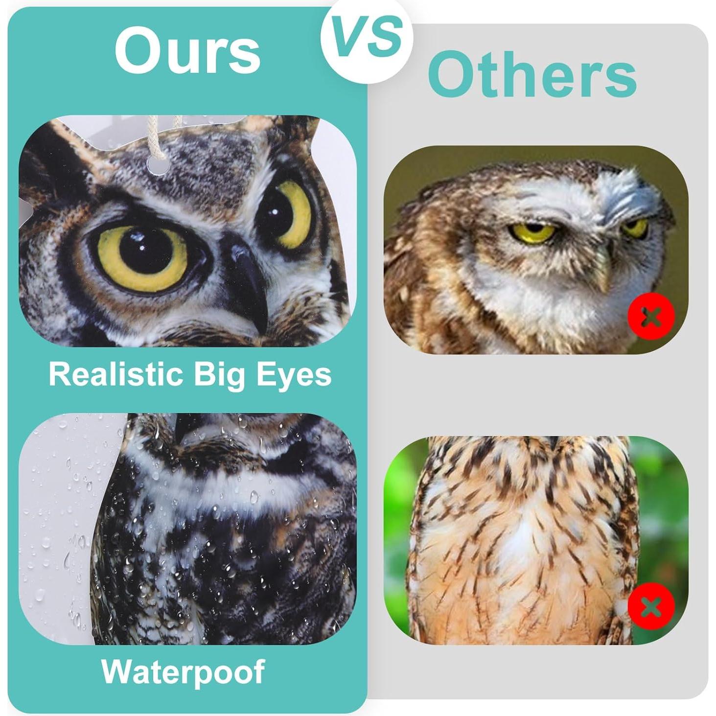 Ahuyentadores de Aves OffiCreative, 2 Búhos Falsos Reflectantes