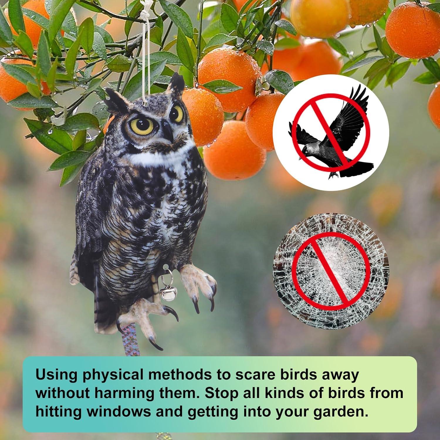 Ahuyentadores de Aves OffiCreative, 2 Búhos Falsos Reflectantes