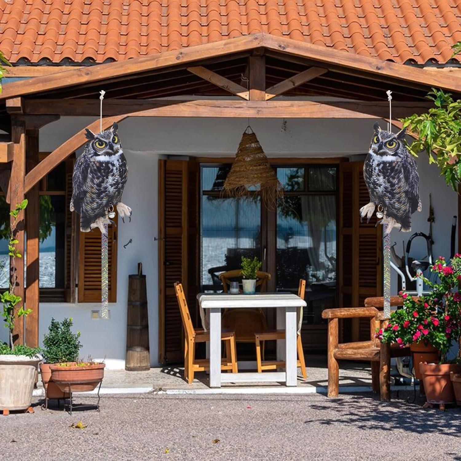 Ahuyentadores de Aves OffiCreative, 2 Búhos Falsos Reflectantes