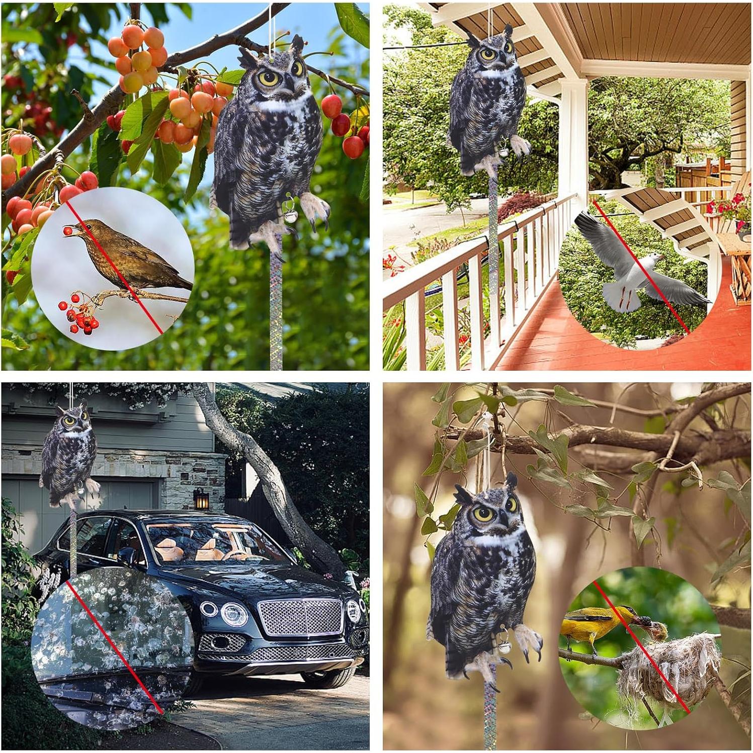 Ahuyentadores de Aves OffiCreative, 2 Búhos Falsos Reflectantes