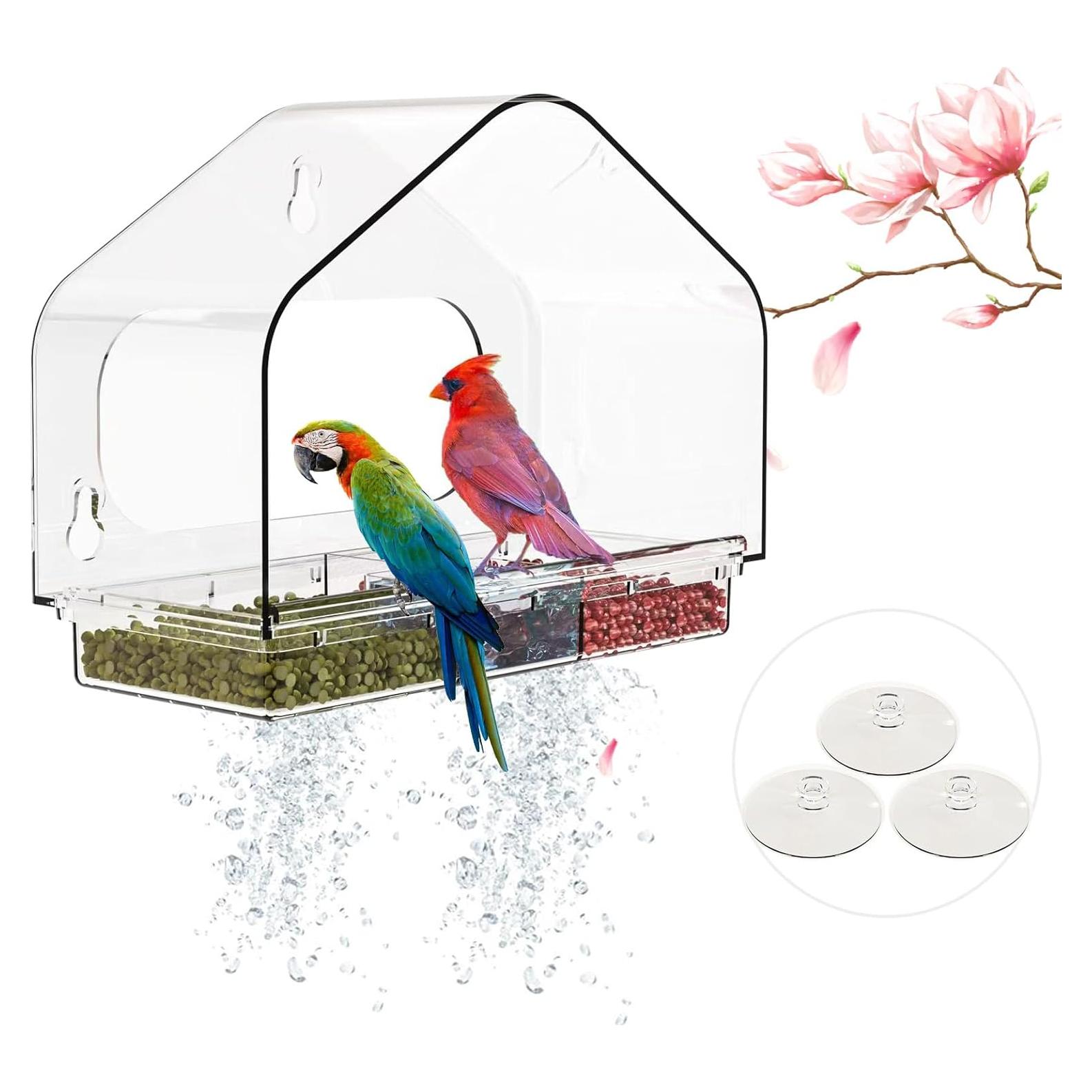 Alimentador de Aves para Ventana SIGOWING Acrílico 25.4x17.8 cm