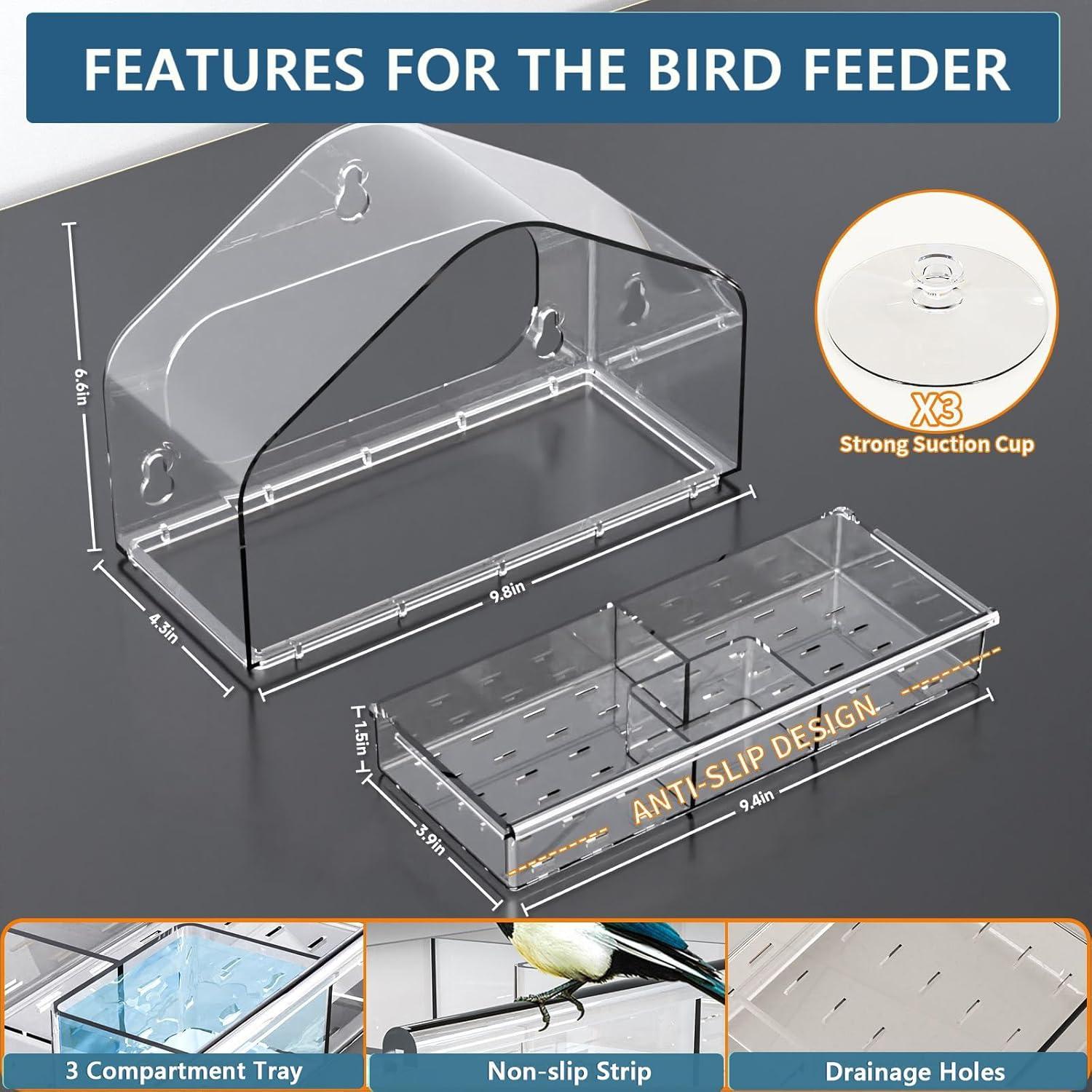 Alimentador de Aves para Ventana SIGOWING Acrílico 25.4x17.8 cm