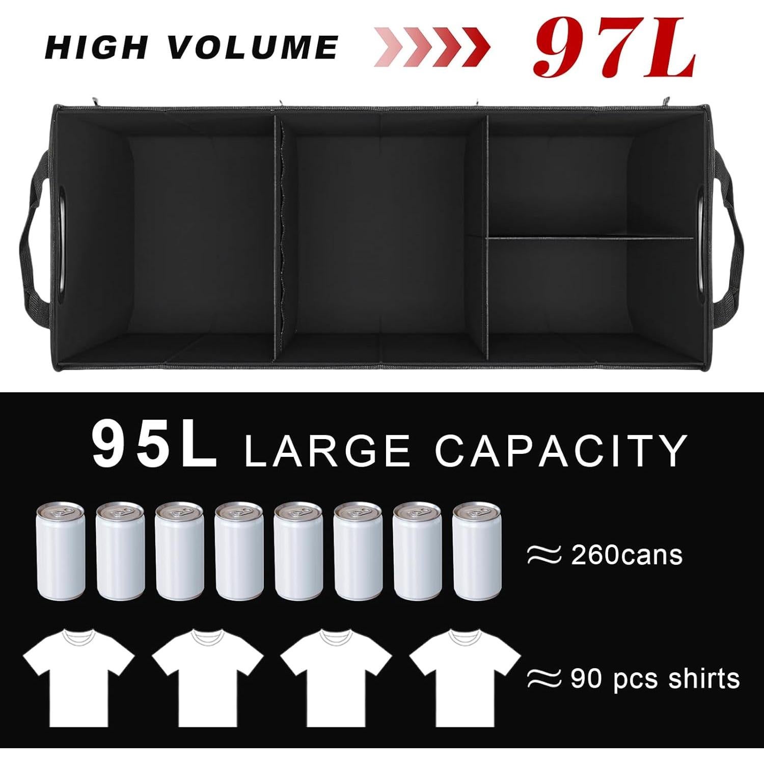 Organizador de Maletero ZNDAW Plegable 90x35x30 cm Negro y Gris