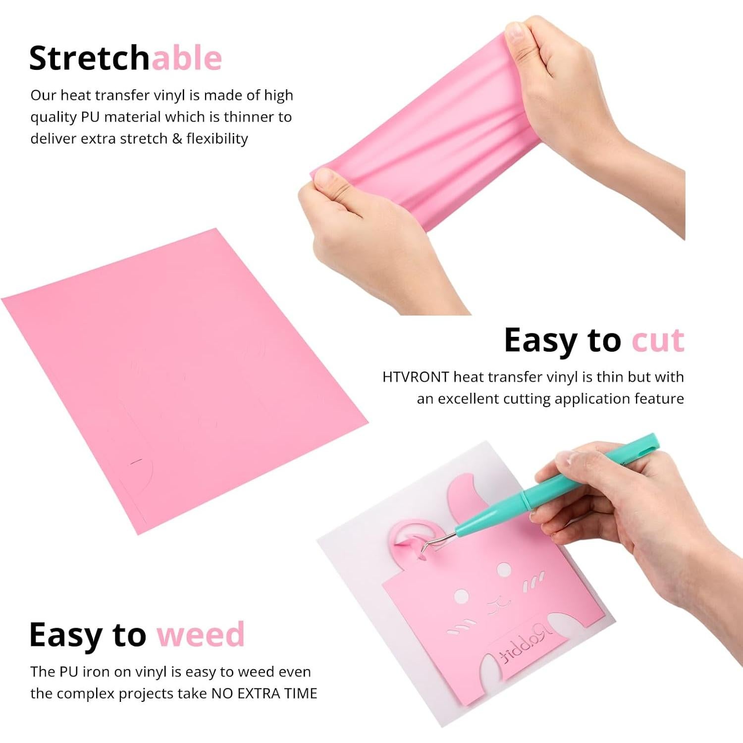 Vinilo de Transferencia de Calor HTVRONT Rosa 30.48x25.4 cm