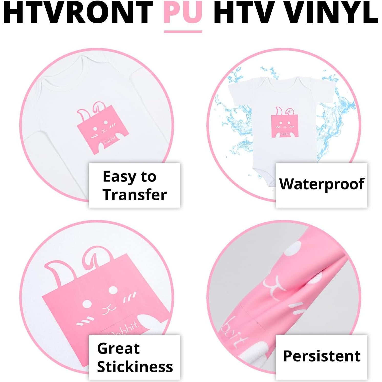 Vinilo de Transferencia de Calor HTVRONT Rosa 30.48x25.4 cm