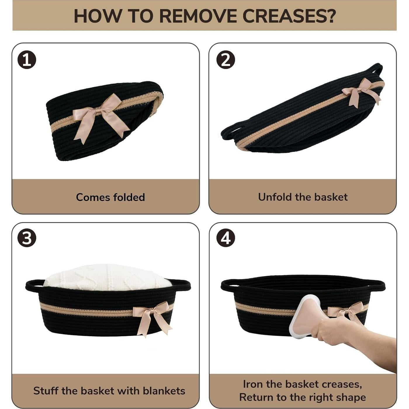 Cesta de Almacenamiento Negra CHICVITA 33x24.9x12.7 cm