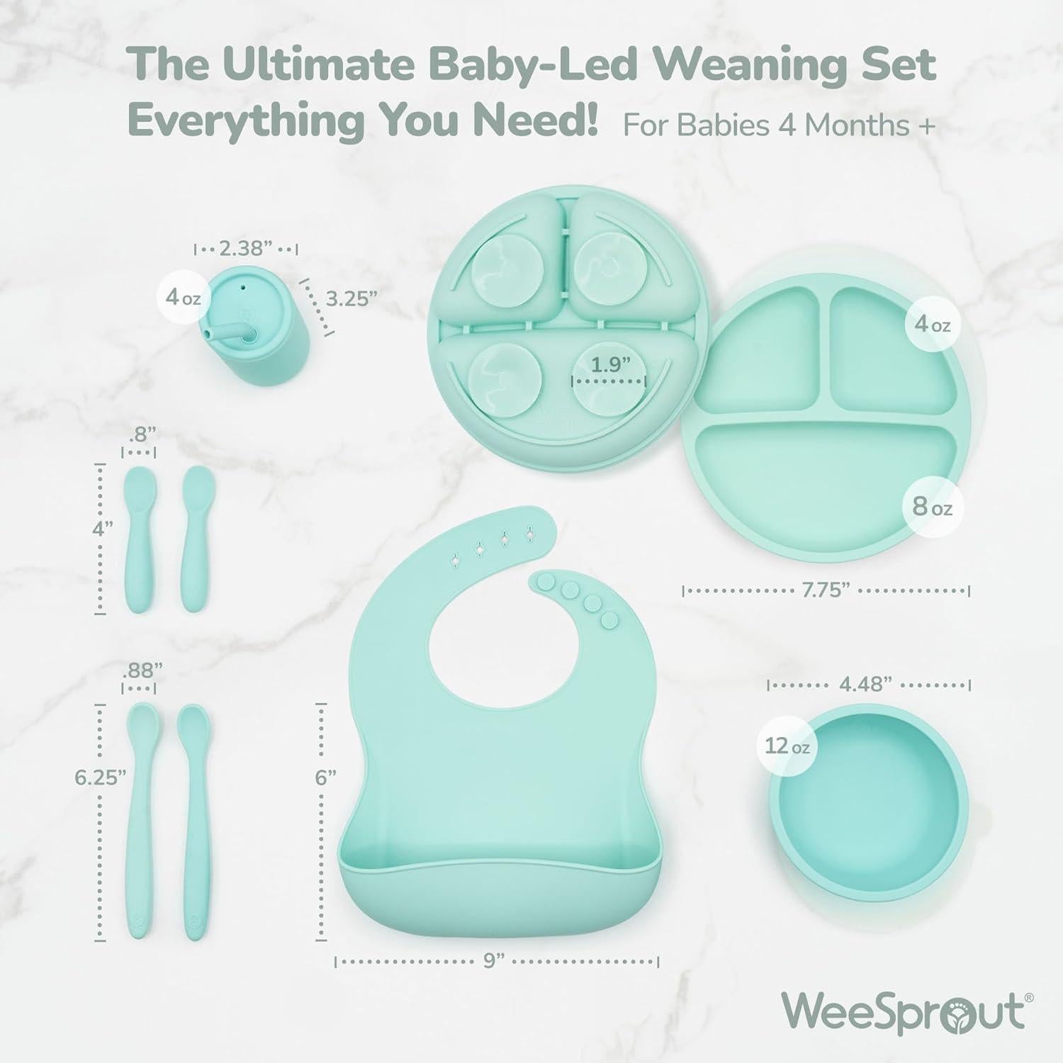 Set de Alimentación para Bebés WeeSprout - Silicona Apto Lavavajillas