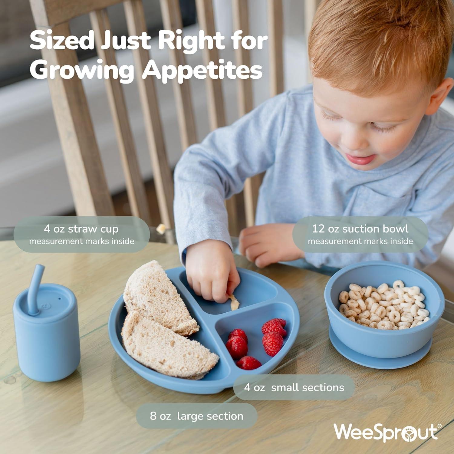 Set de Alimentación para Bebés WeeSprout - Silicona Apto Lavavajillas