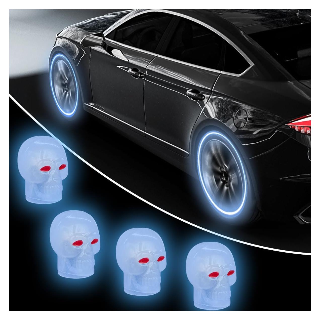 4 Tapones de Válvula de Neumático Luminosa BDZMC Azul