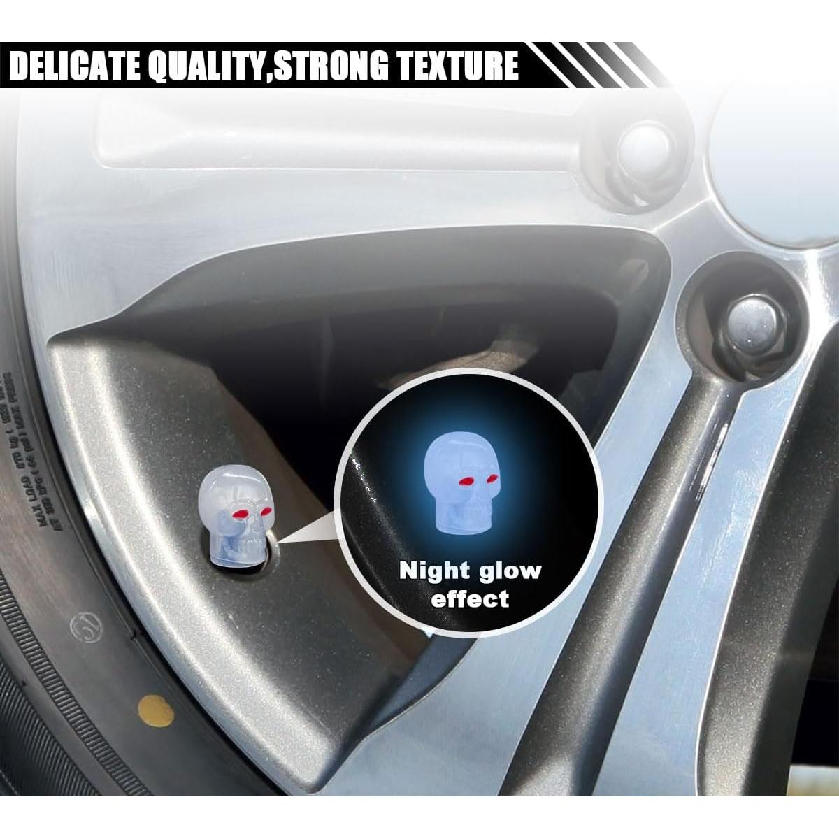 4 Tapones de Válvula de Neumático Luminosa BDZMC Azul