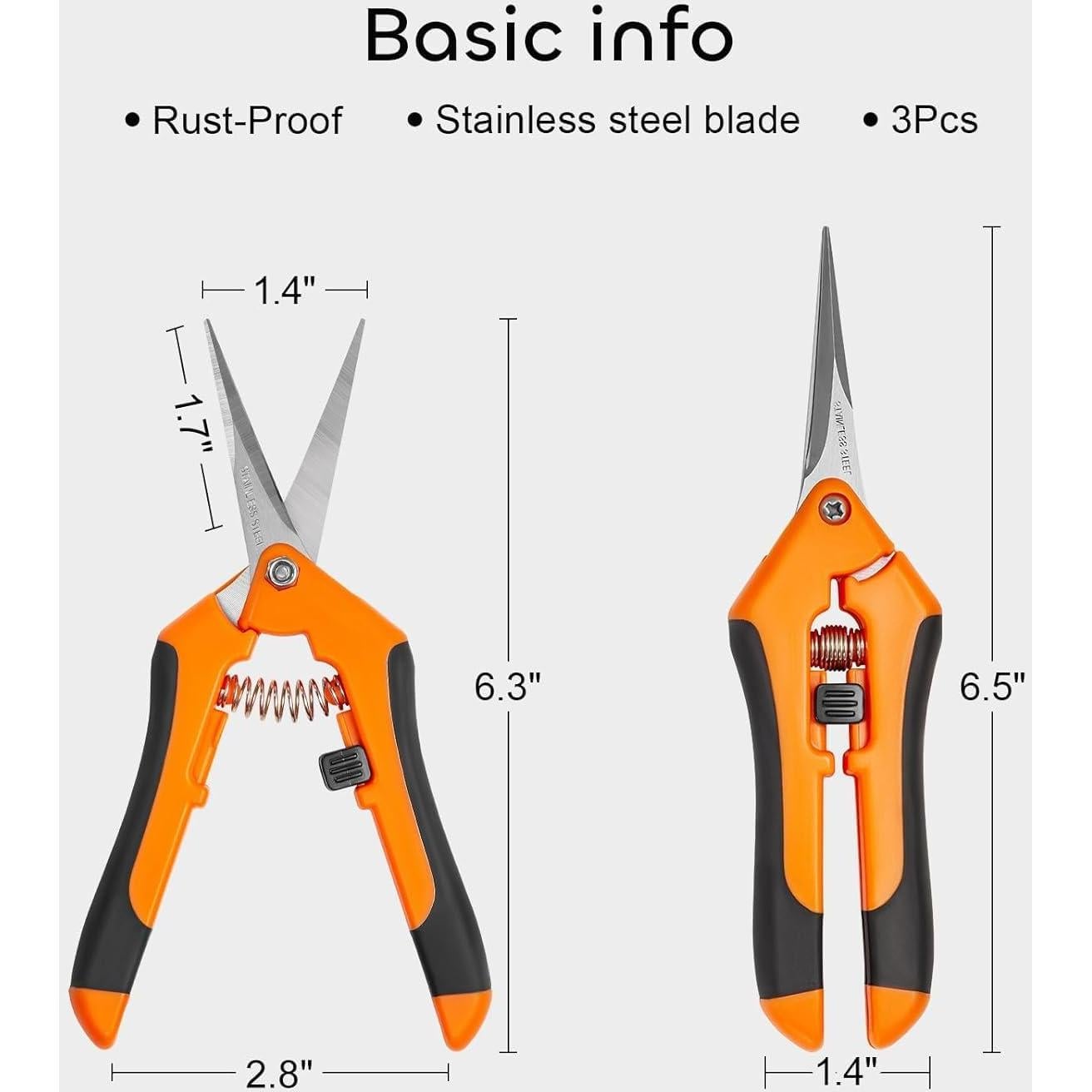 Tijeras de Podar GROWNEER 6.5" Acero Inoxidable Ergonomicas