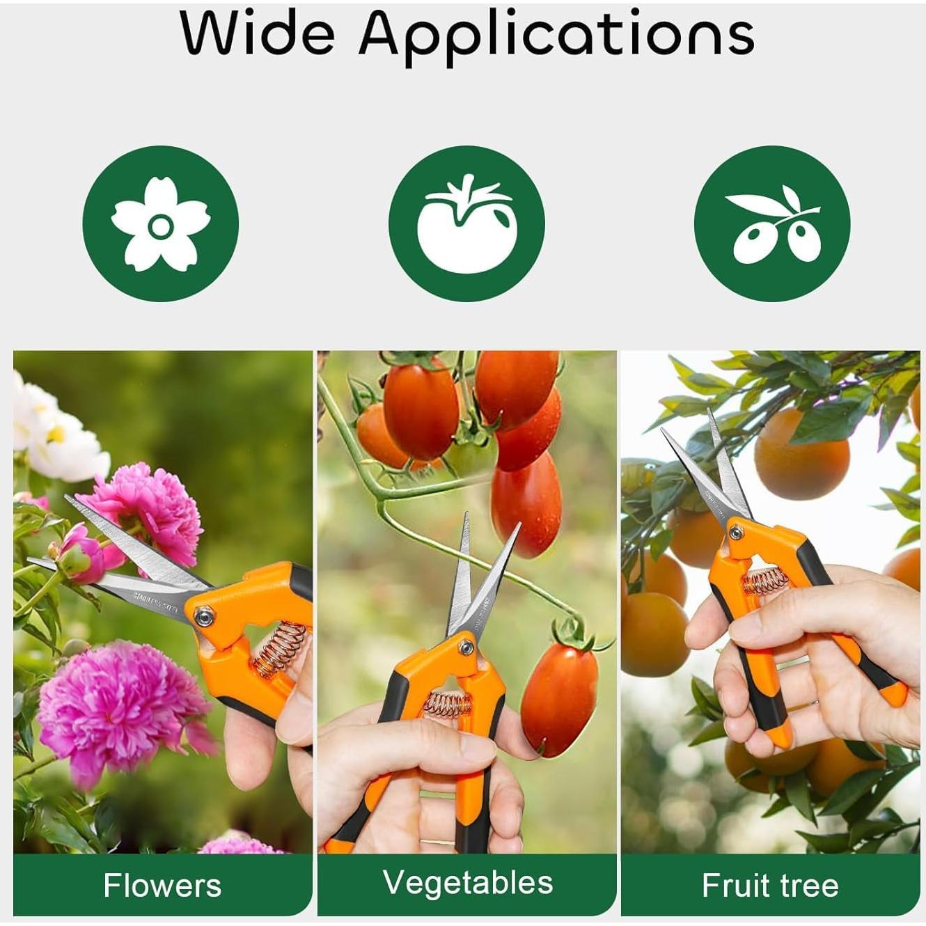 Tijeras de Podar GROWNEER 6.5" Acero Inoxidable Ergonomicas