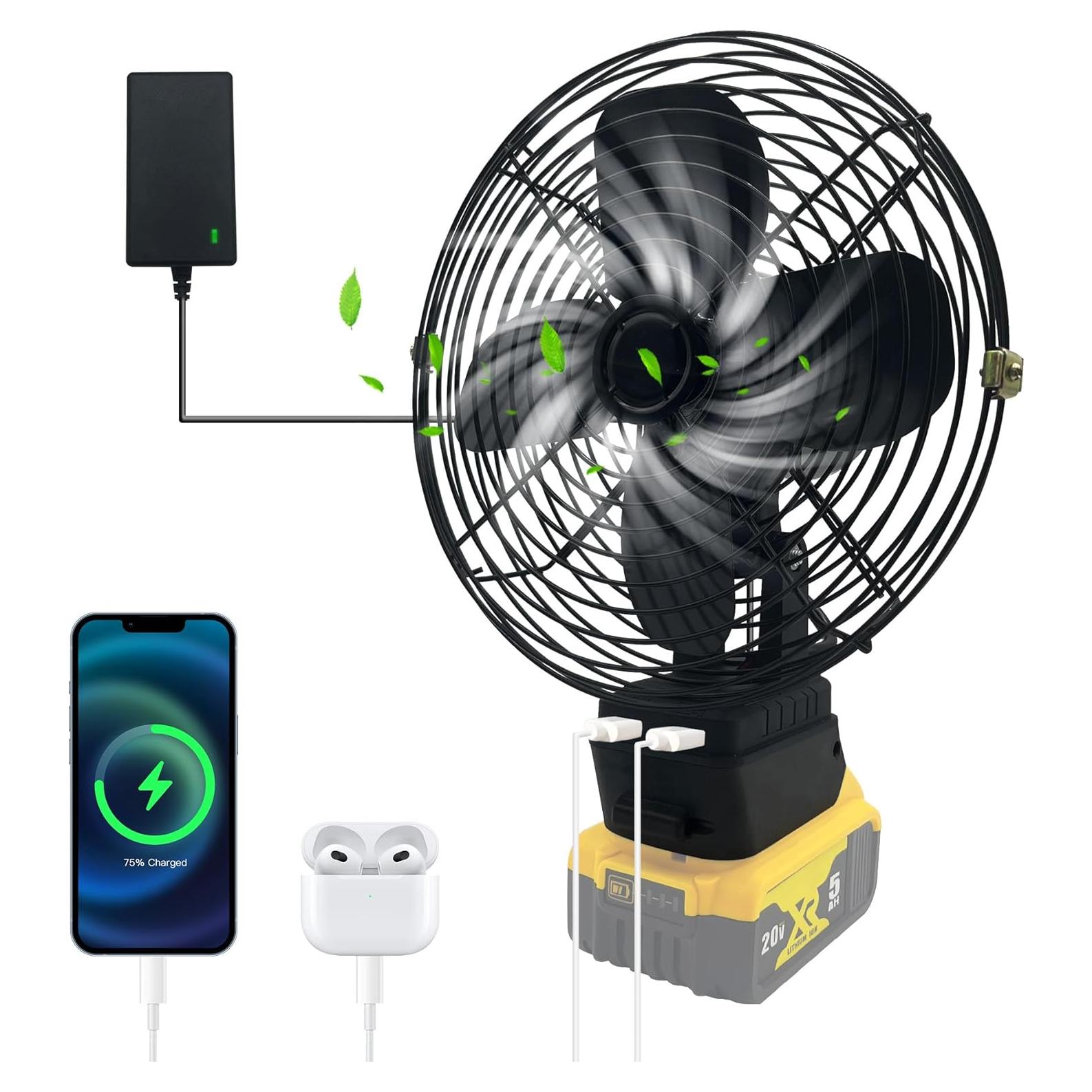 Ventilador Inalámbrico Portátil BYCZONE 20V con USB y 2 Velocidades