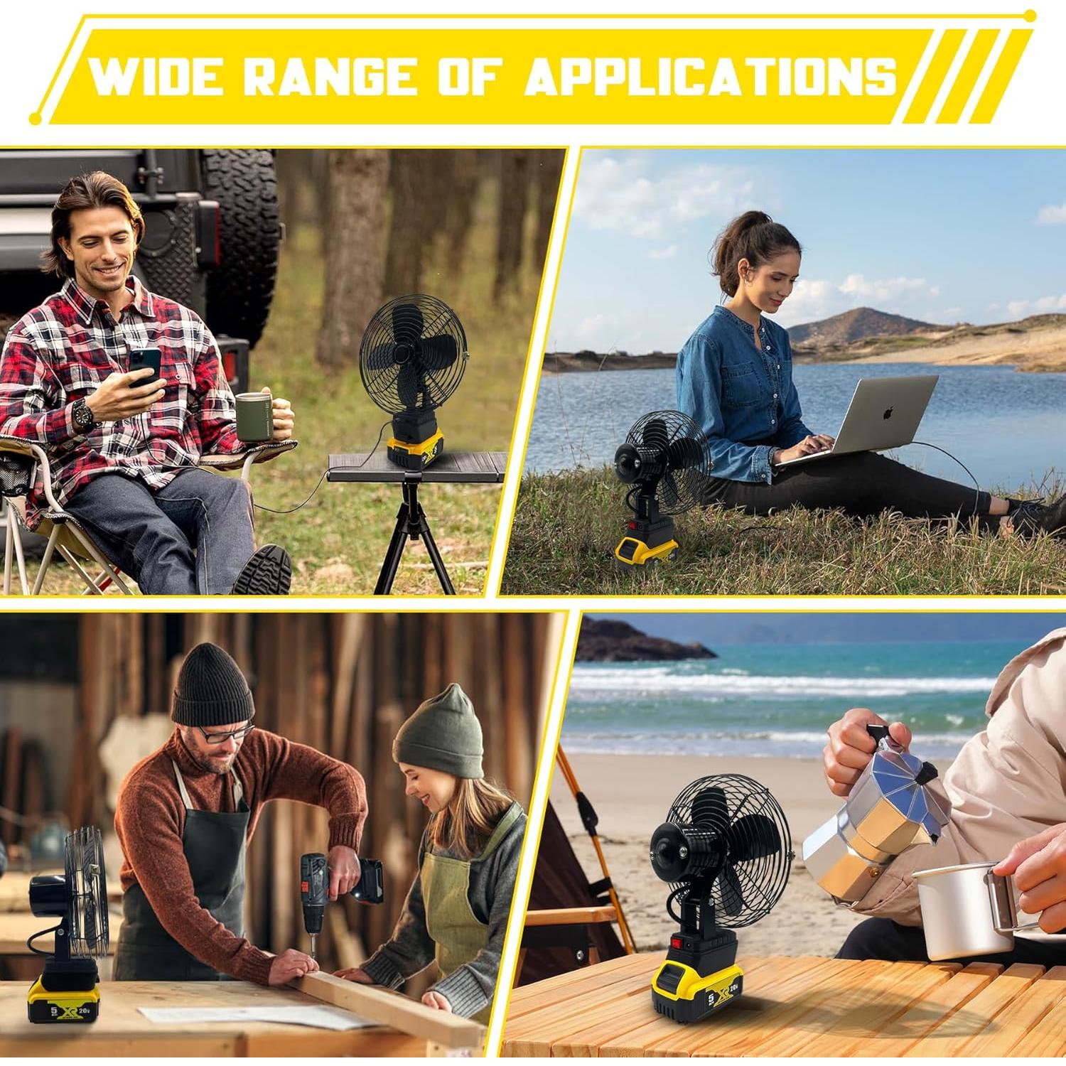 Ventilador Inalámbrico Portátil BYCZONE 20V con USB y 2 Velocidades