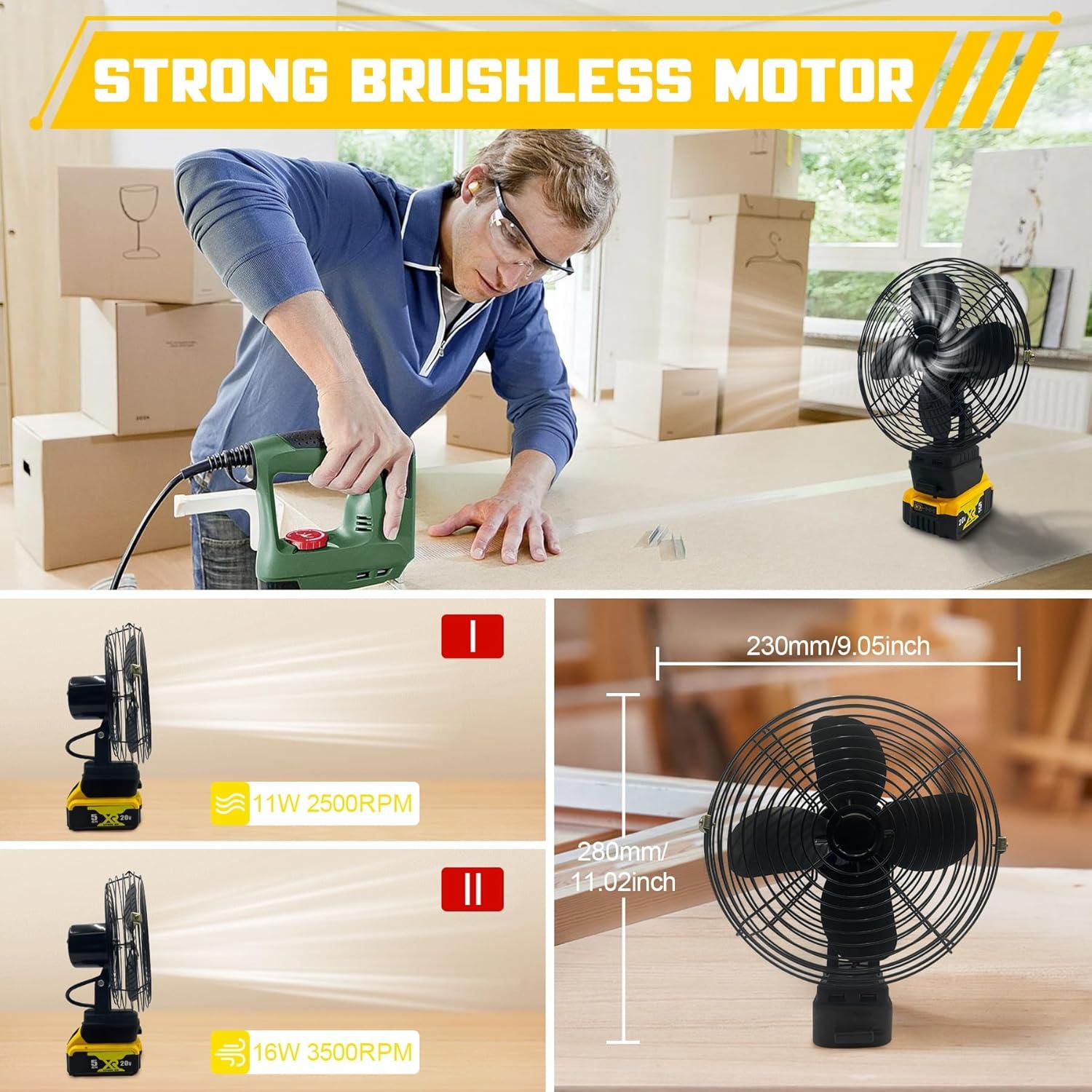 Ventilador Inalámbrico Portátil BYCZONE 20V con USB y 2 Velocidades