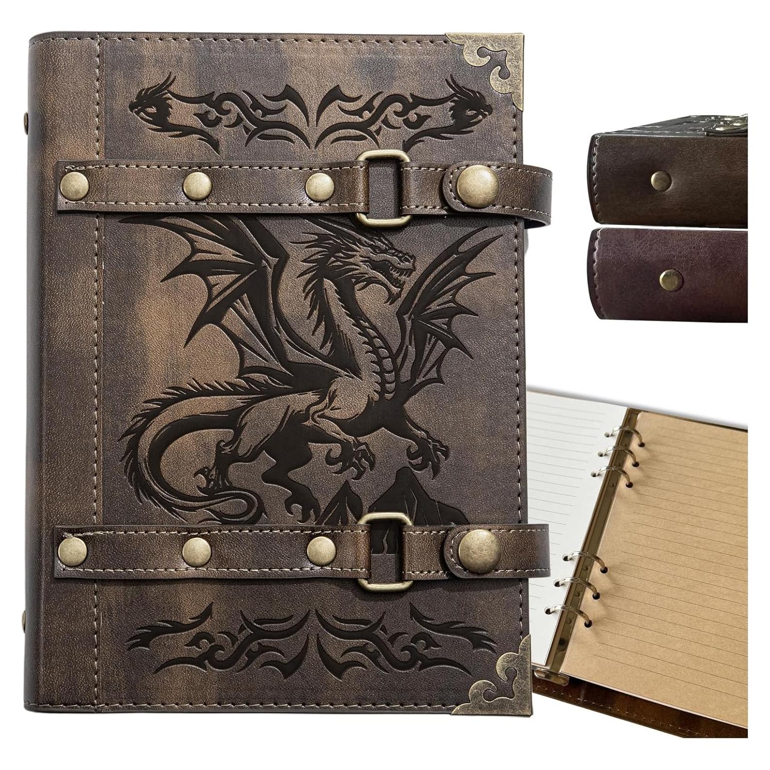 Diario Recargable de Cuero DUROTAN A5 400 Páginas Dragón