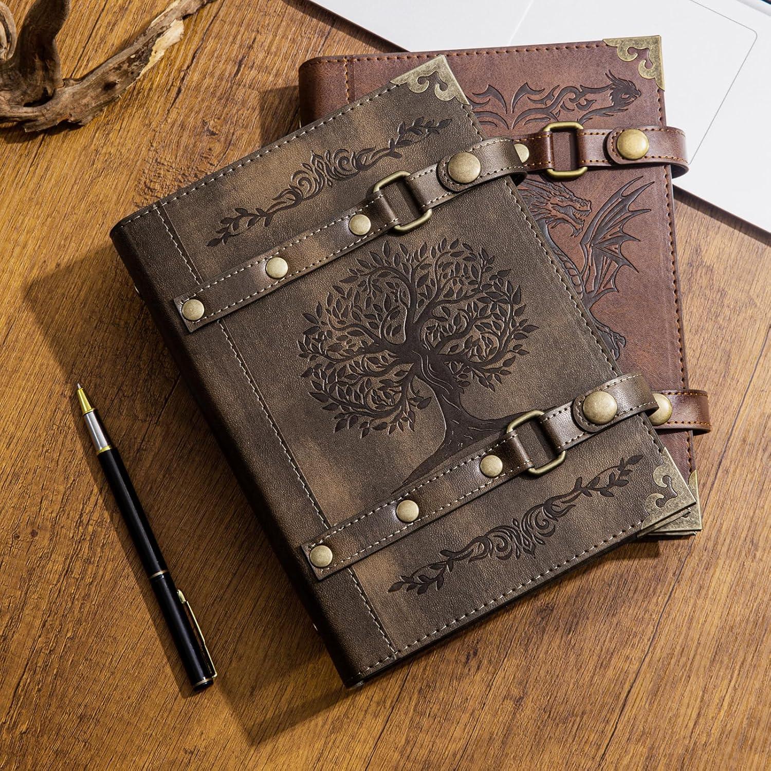 Diario Recargable de Cuero DUROTAN A5 400 Páginas Dragón