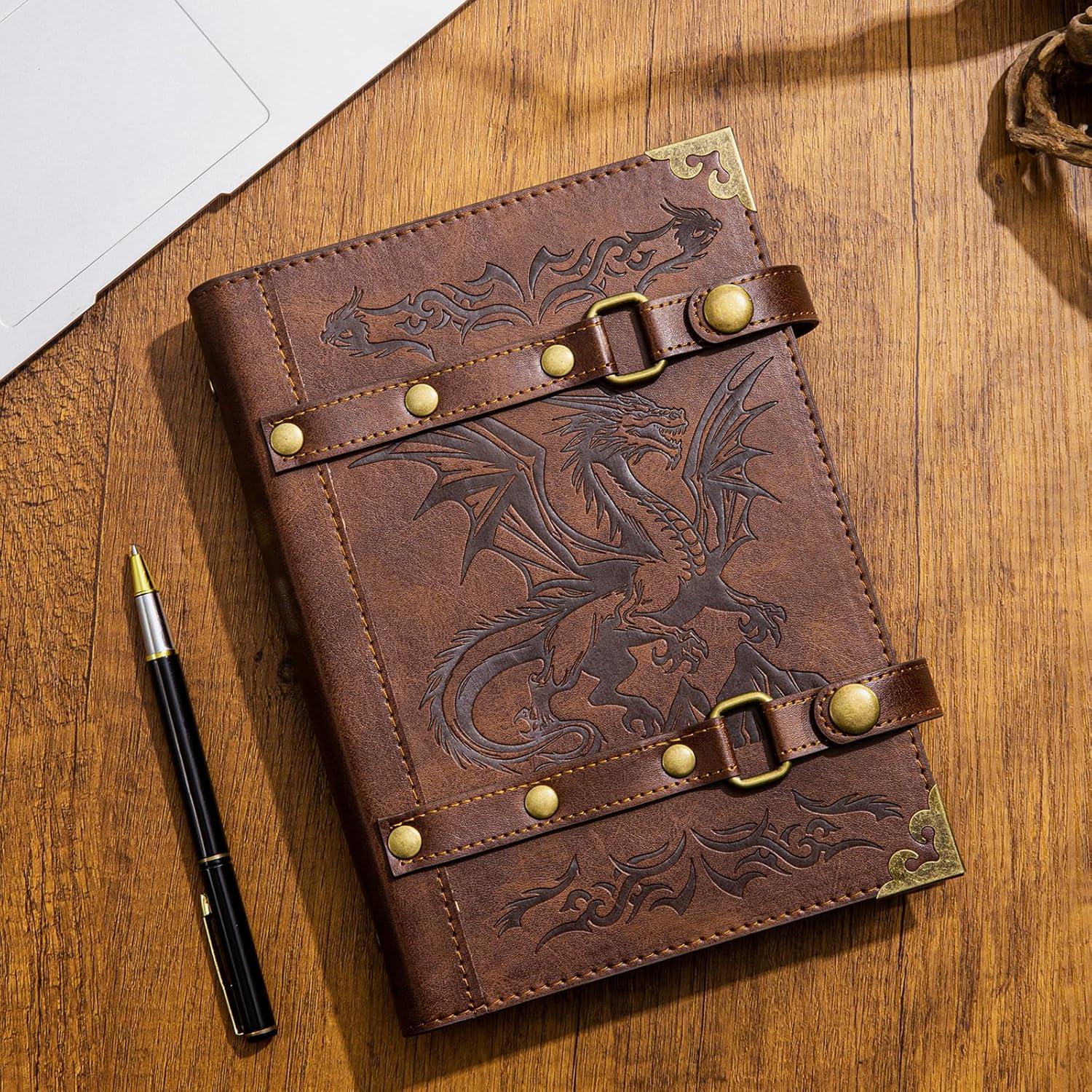 Diario Recargable de Cuero DUROTAN A5 400 Páginas Dragón