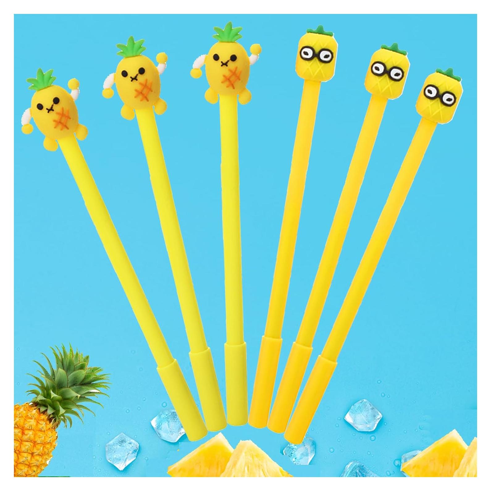 30 Bolígrafos Gel Kawaii Finpletai Piña 0.5mm Tinta Negra