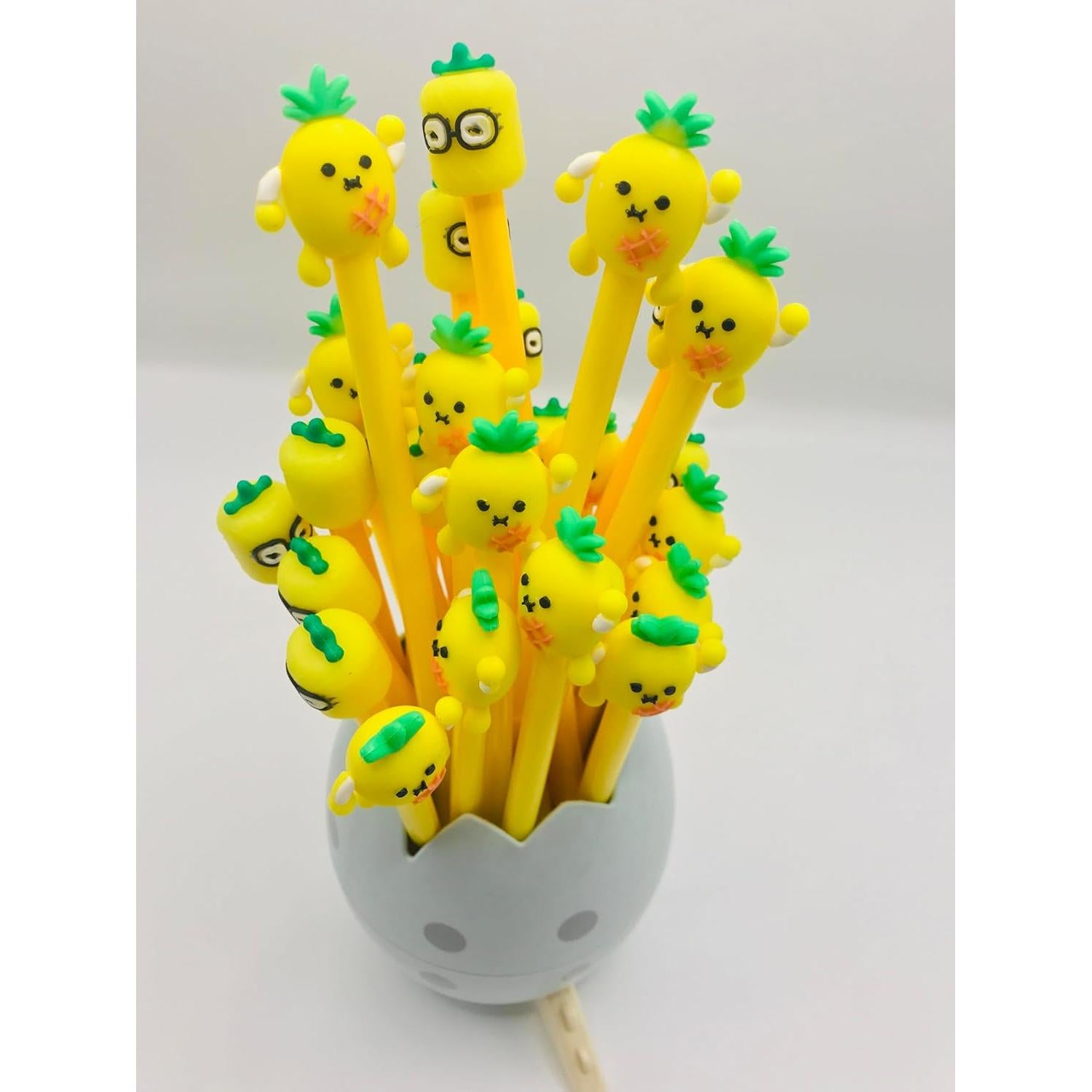 30 Bolígrafos Gel Kawaii Finpletai Piña 0.5mm Tinta Negra