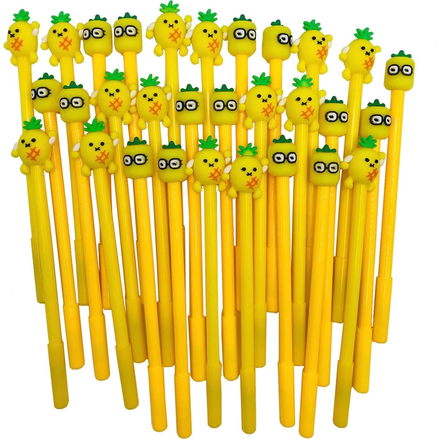 30 Bolígrafos Gel Kawaii Finpletai Piña 0.5mm Tinta Negra