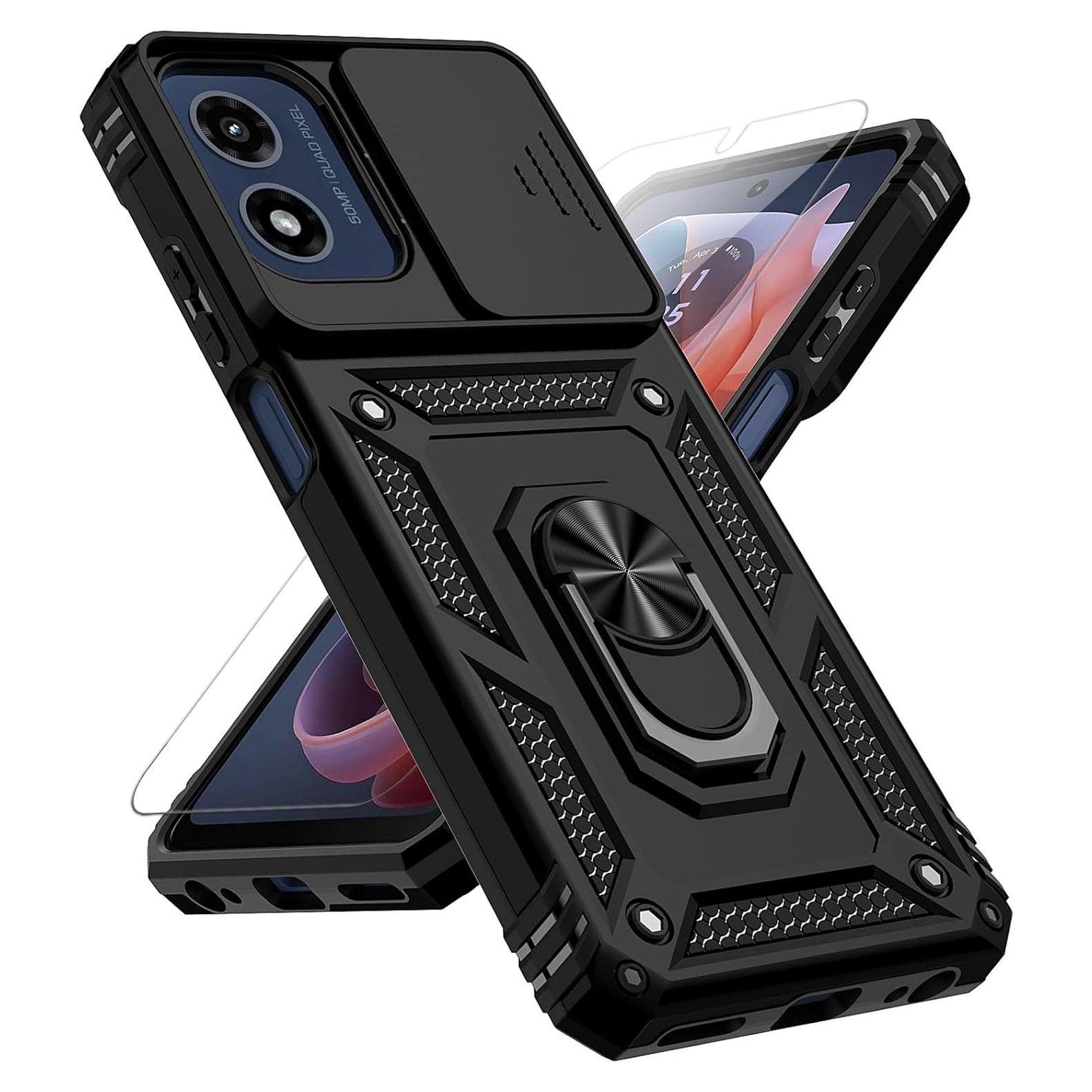 Funda Protectora PUSHIMEI para Motorola Moto G Play 2024 - Grado Militar, Negro