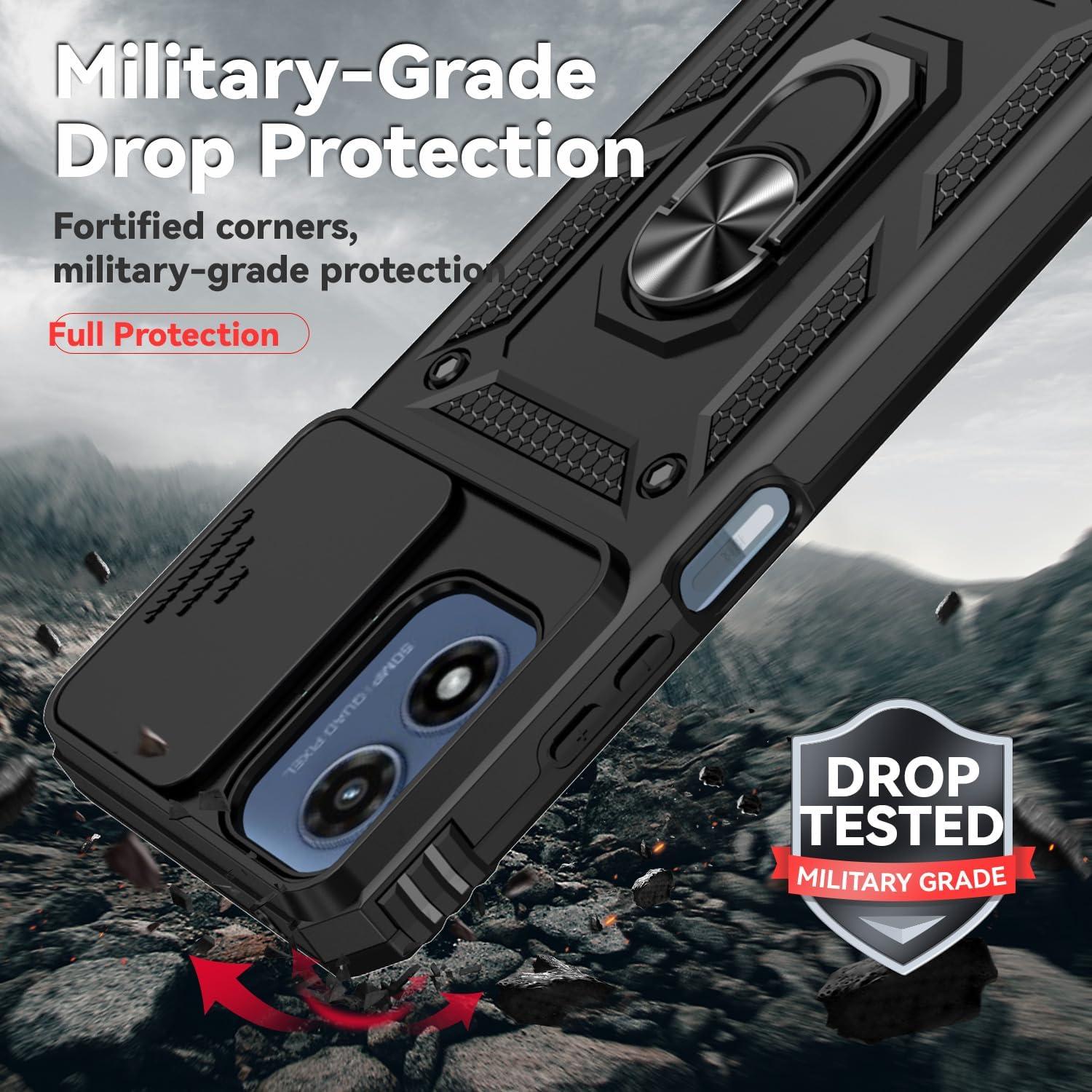 Funda Protectora PUSHIMEI para Motorola Moto G Play 2024 - Grado Militar, Negro