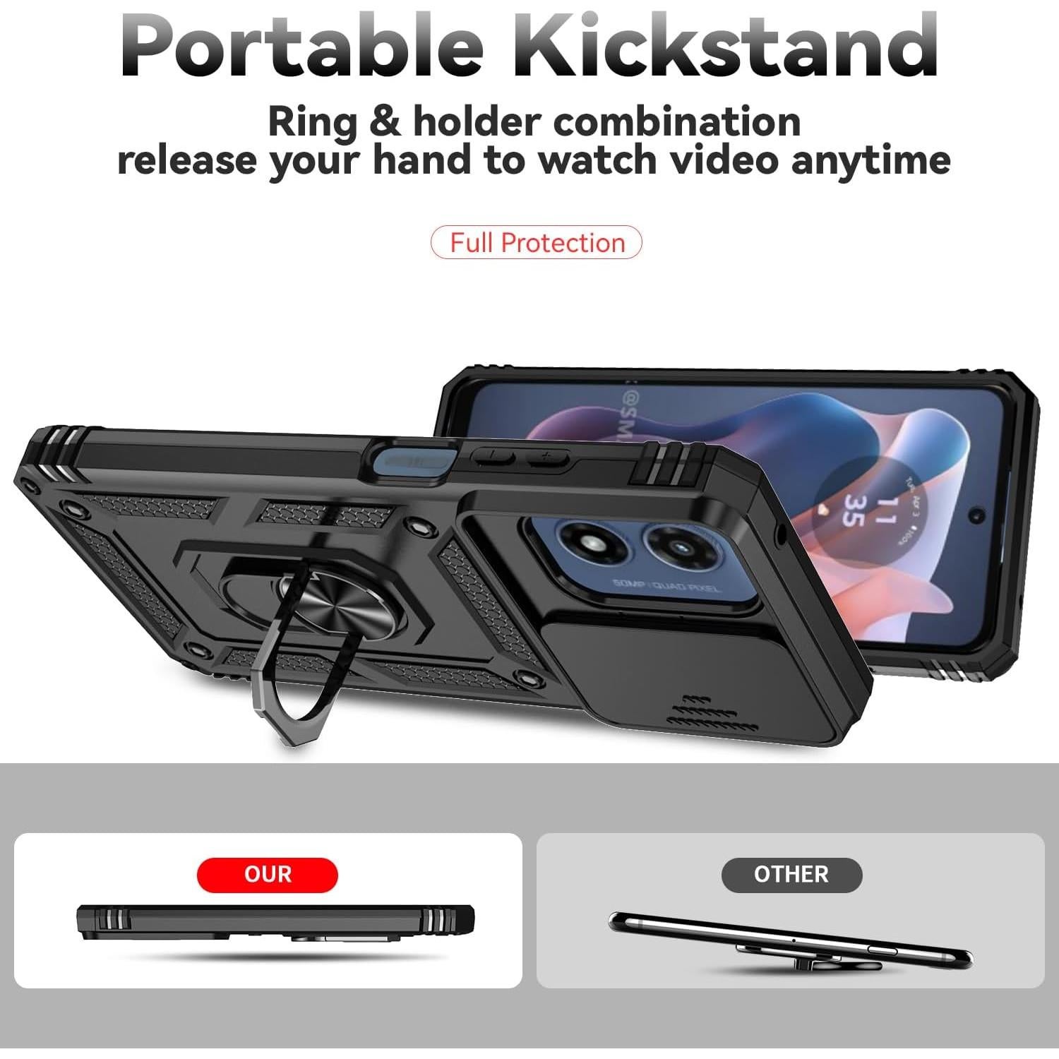 Funda Protectora PUSHIMEI para Motorola Moto G Play 2024 - Grado Militar, Negro