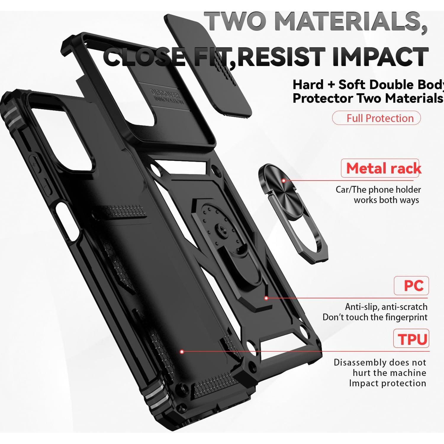 Funda Protectora PUSHIMEI para Motorola Moto G Play 2024 - Grado Militar, Negro