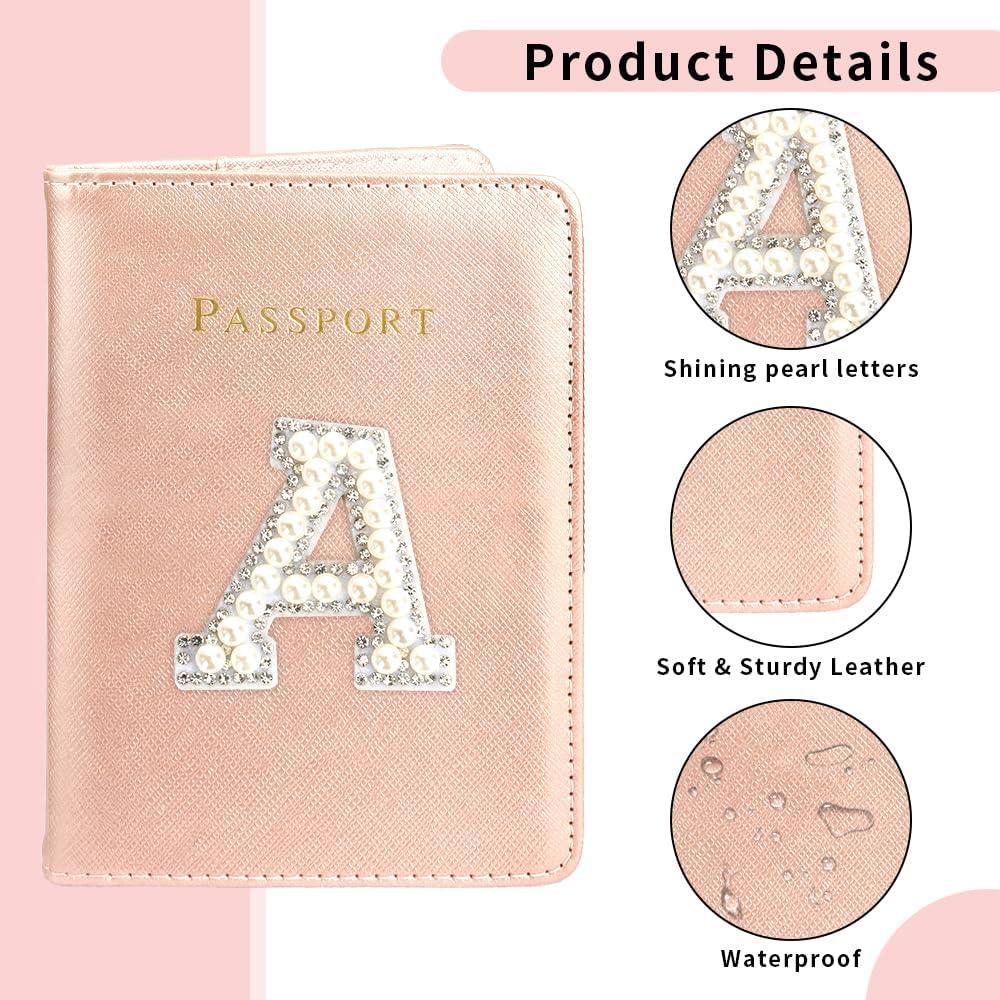 Conjunto Porta Pasaporte y Etiqueta de Equipaje Cuero Rosa