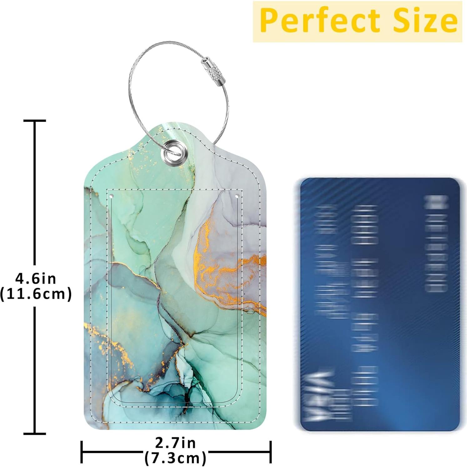 3 Etiquetas de Equipaje EOBKLAX de Cuero Mármol Abstracto